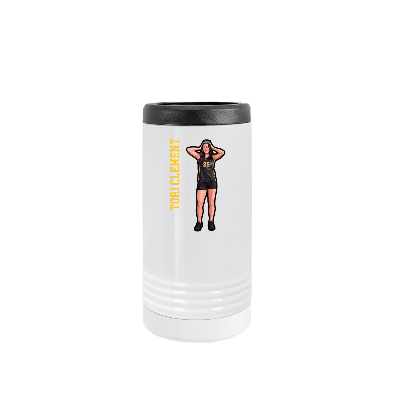 Slim Beverage Holder — Name Vertical in White