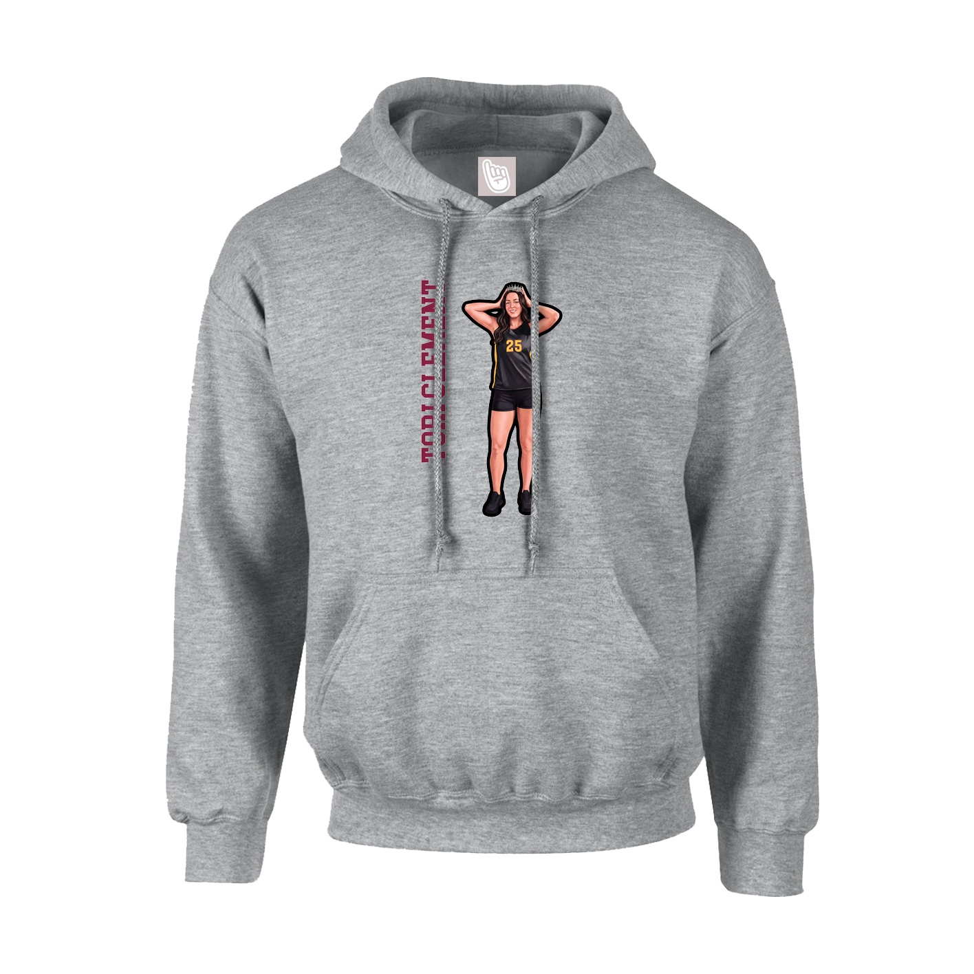 Youth Hoodie — Name Vertical in Grey