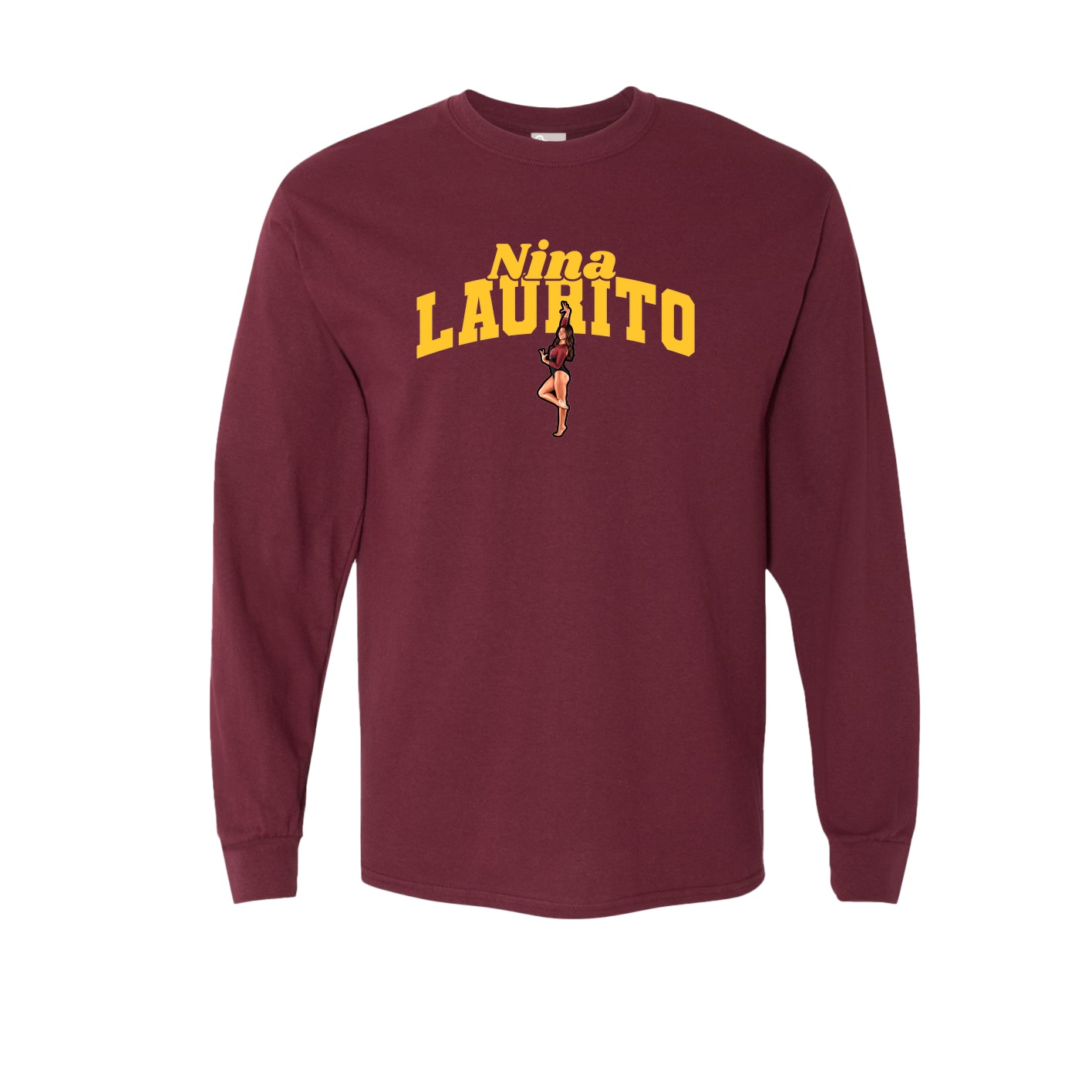 Long Sleeve Tee — Signature Arch in Maroon