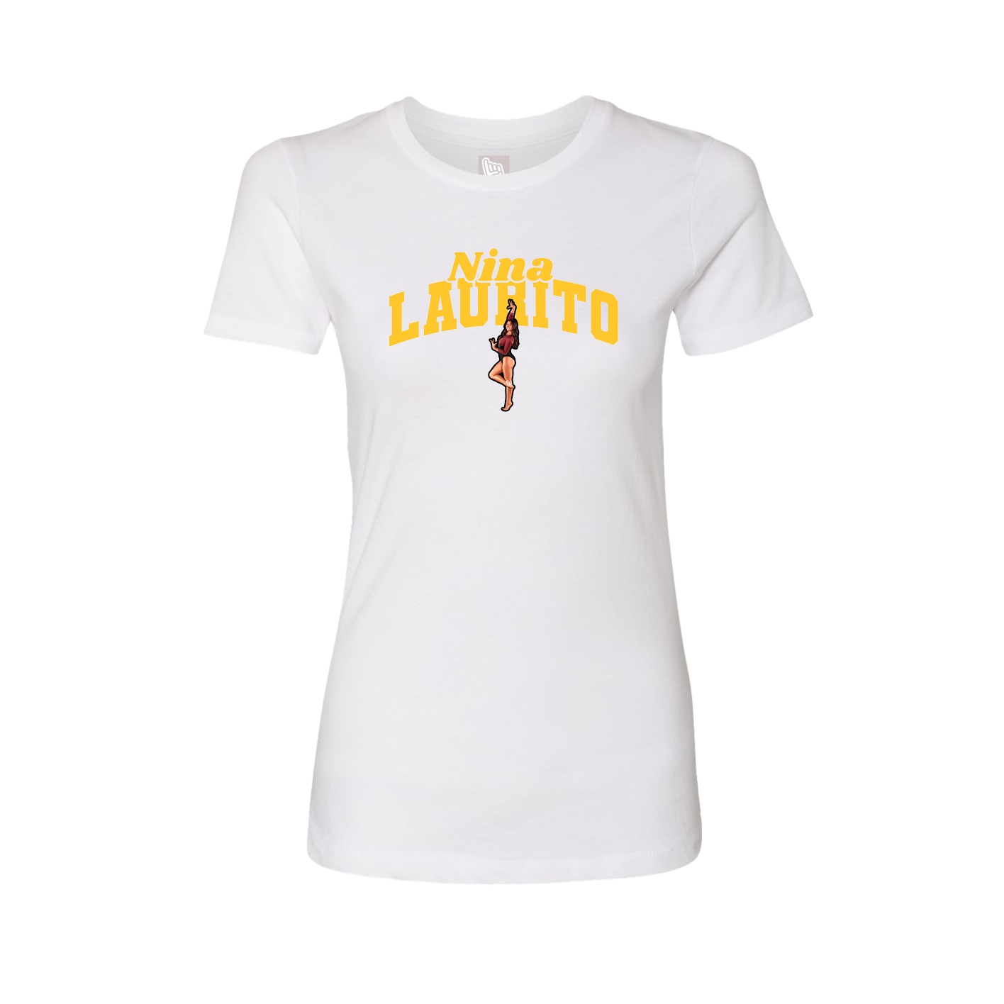 Fitted Women's Tee — Signature Arch in White