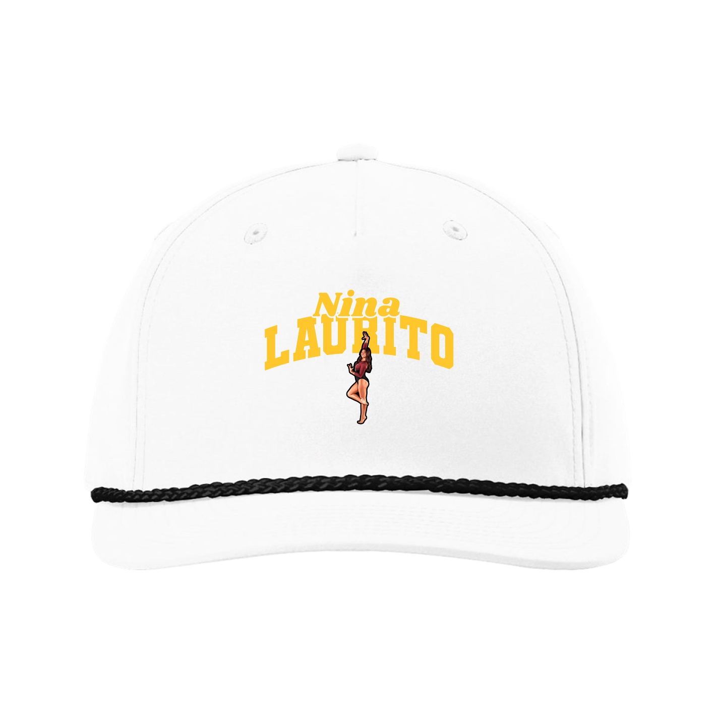 Five-Panel Classic Rope Cap — Signature Arch in White