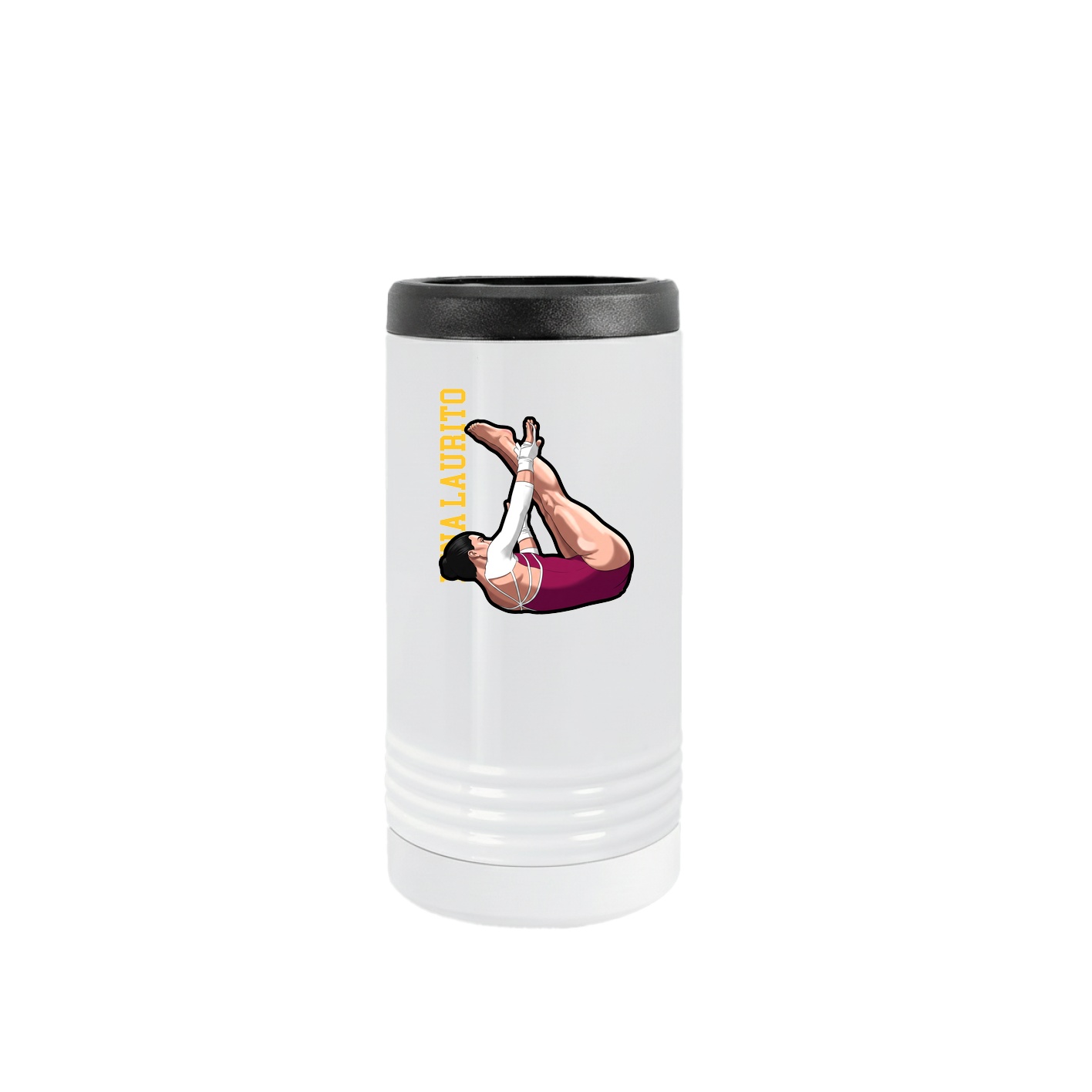 Slim Beverage Holder — Name Vertical in White