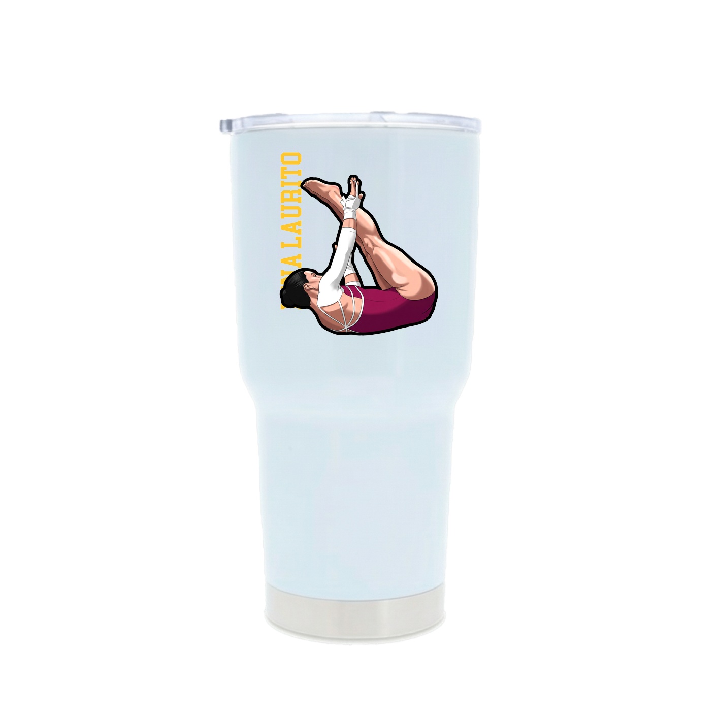 30oz Stainless Steel Tumbler — Name Vertical in White