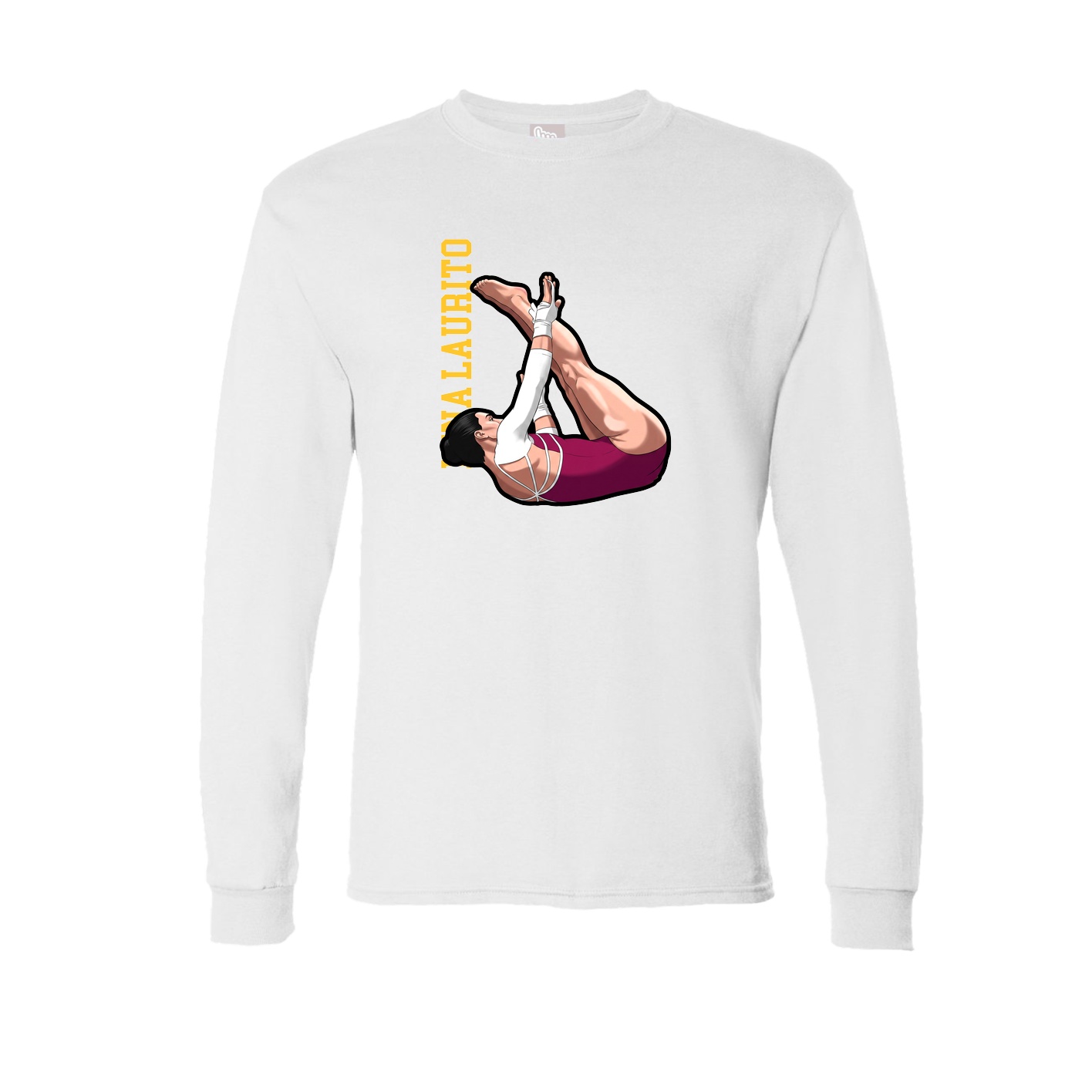 Long Sleeve Tee — Name Vertical in White