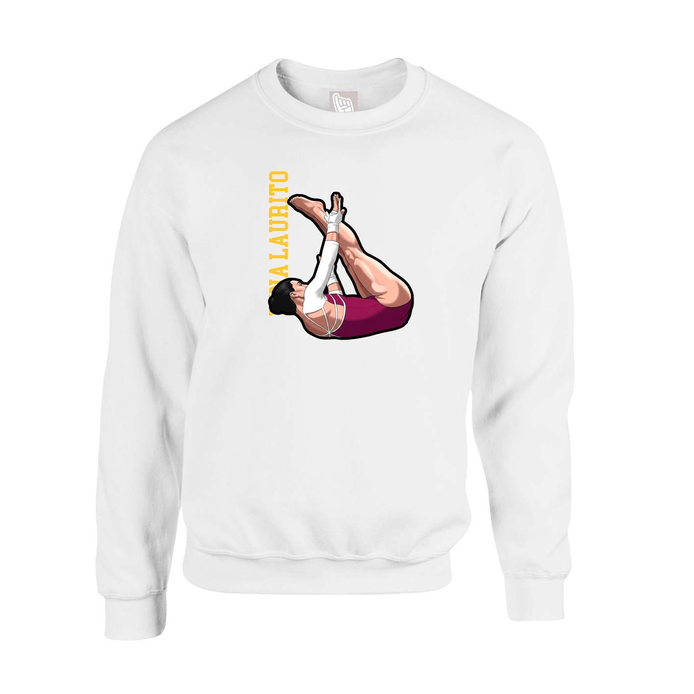 Fleece Crew — Name Vertical in White