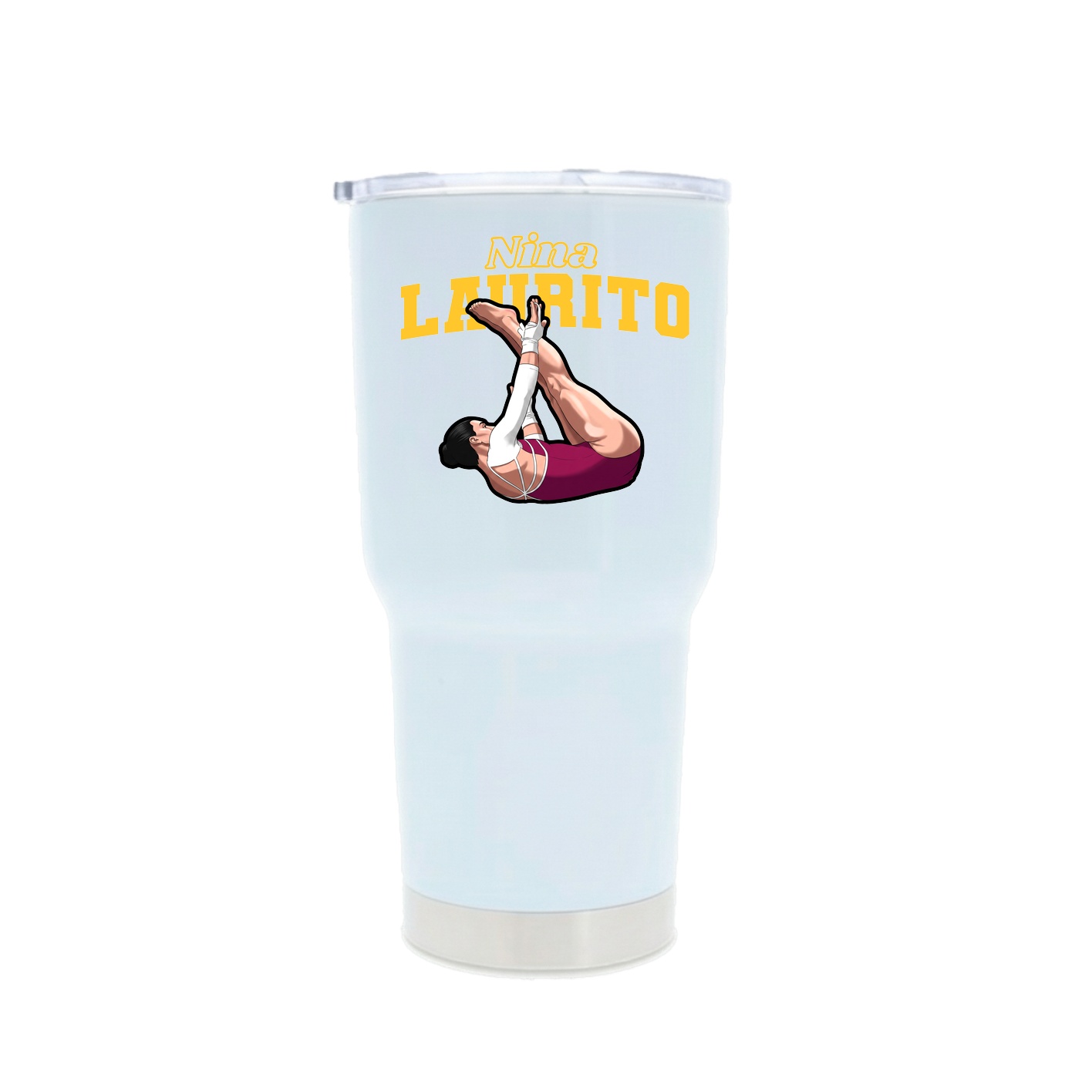 30oz Stainless Steel Tumbler — Name Arch in White