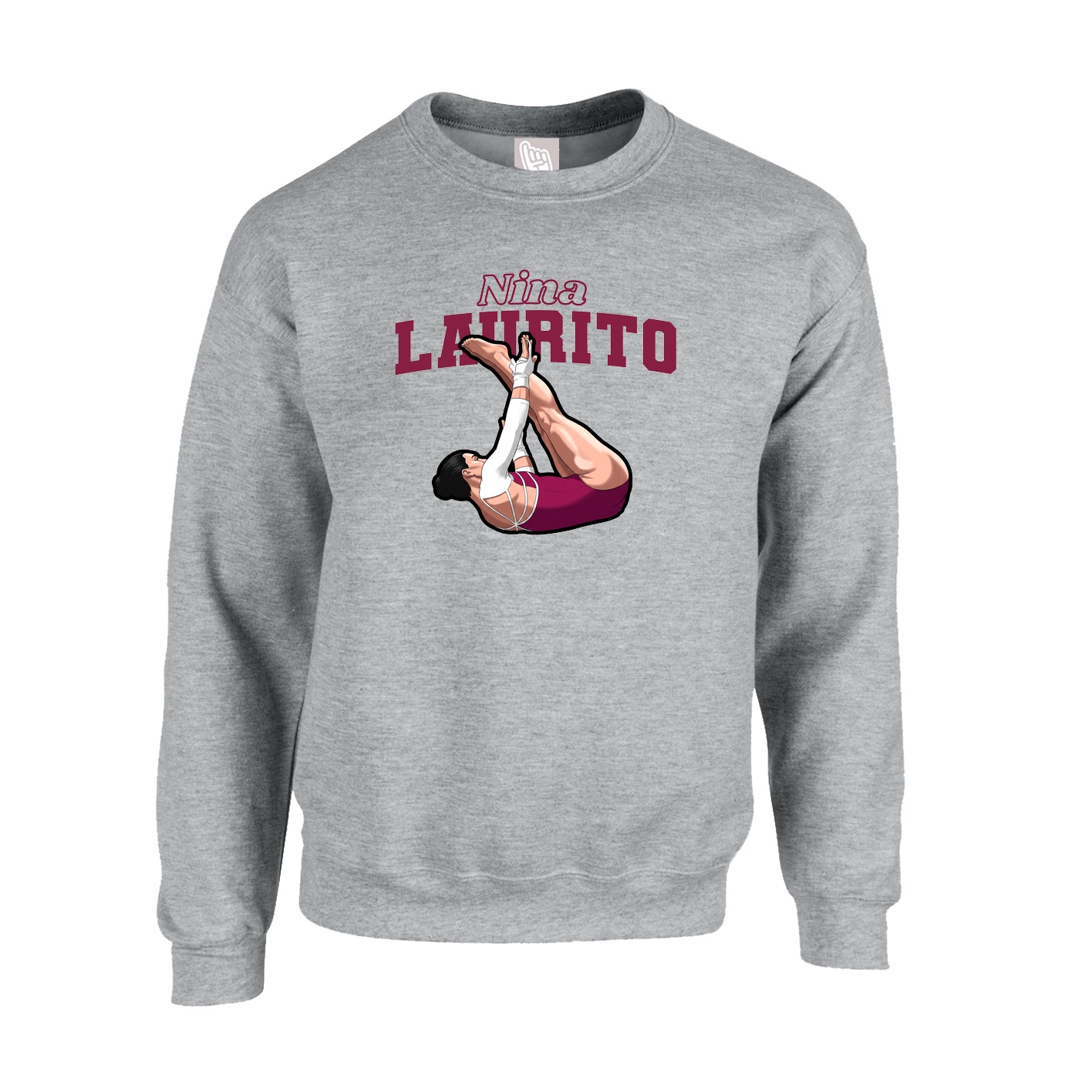 Fleece Crew — Name Arch in Grey