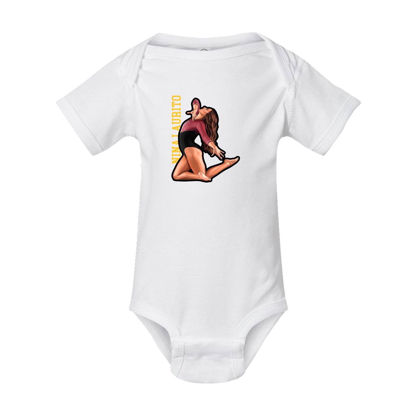 Baby Onesie — Name Vertical in White