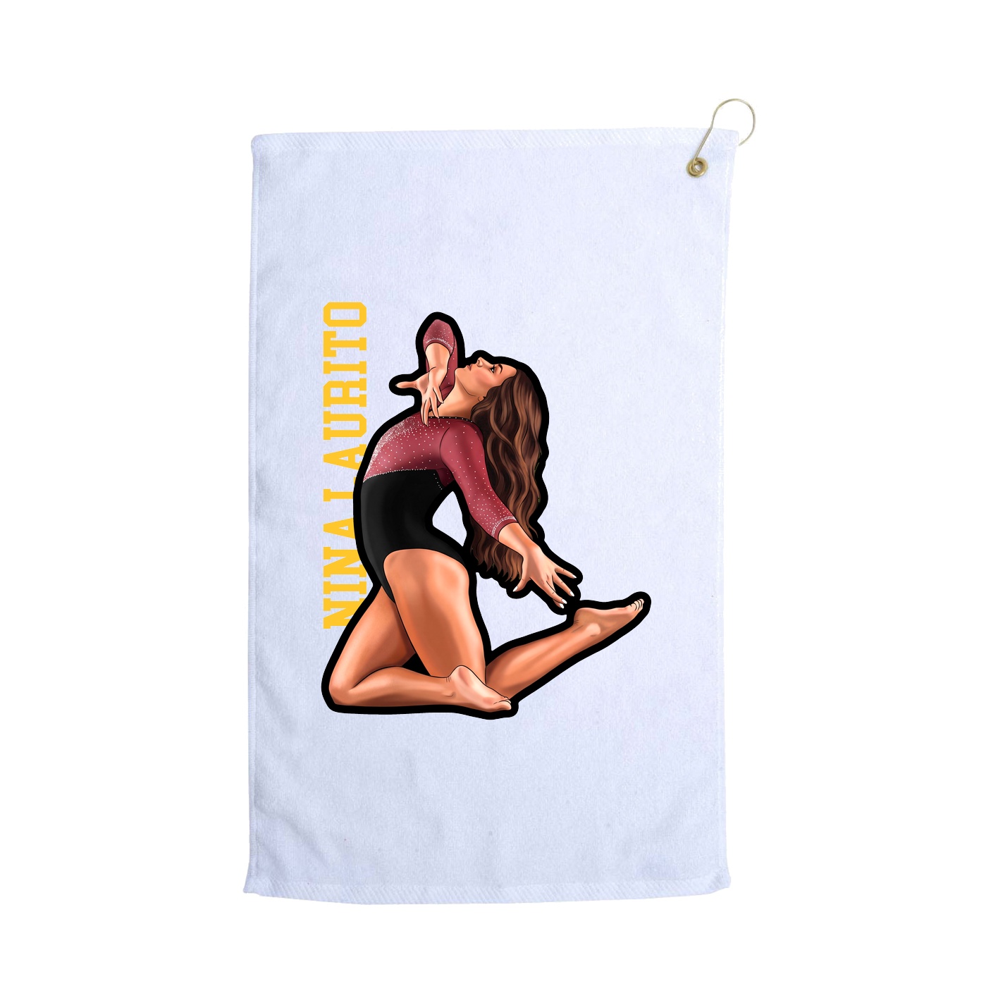 Golf Towel — Name Vertical in White