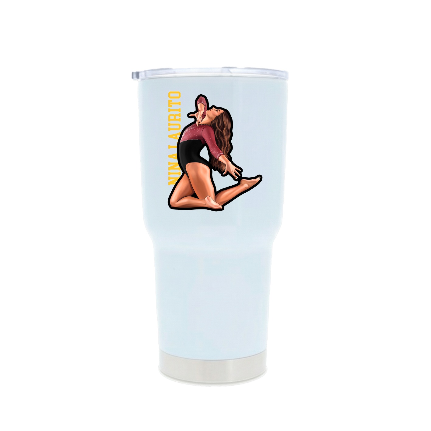 30oz Stainless Steel Tumbler — Name Vertical in White