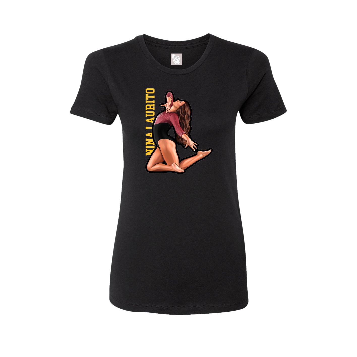 Fitted Women's Tee — Name Vertical in Black