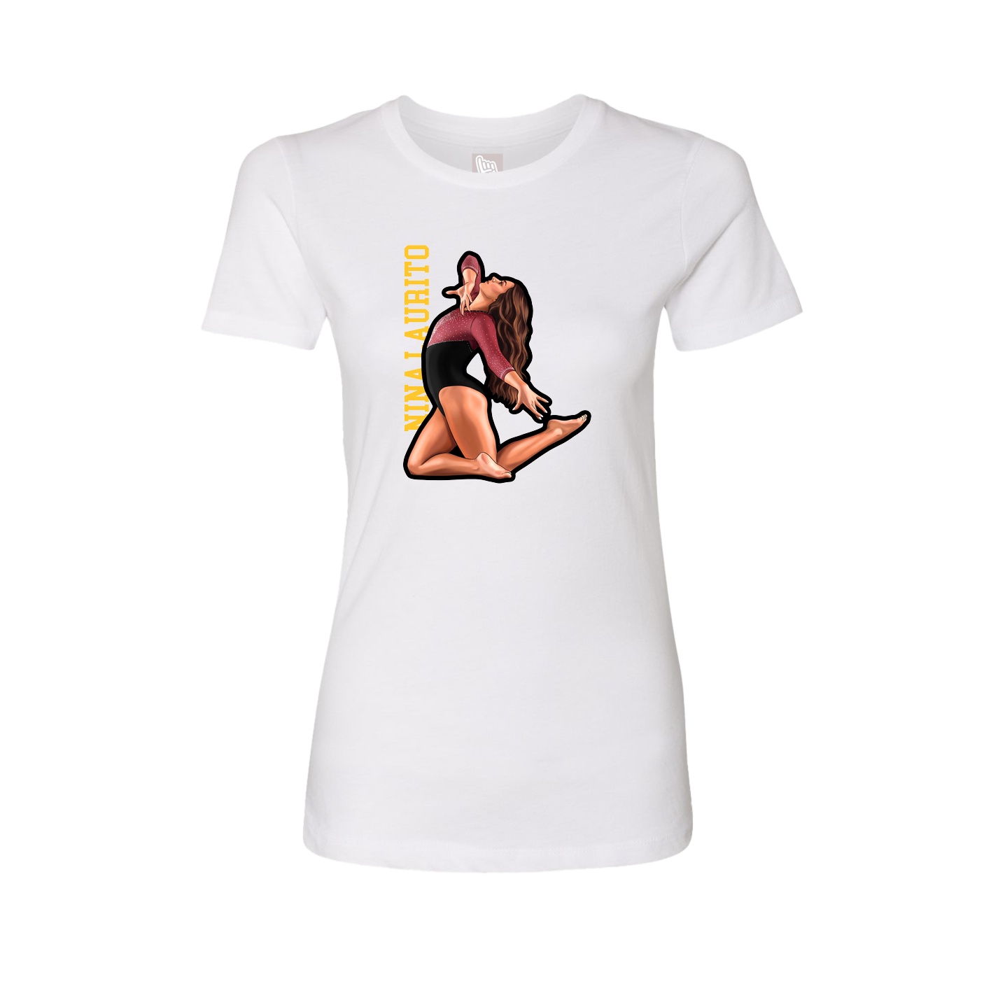 Womens Tee — Name Vertical in White
