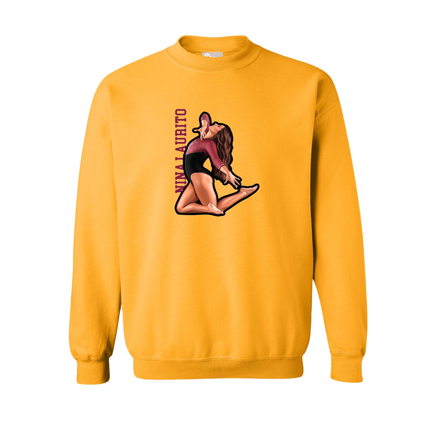 Fleece Crew — Name Vertical in Gold
