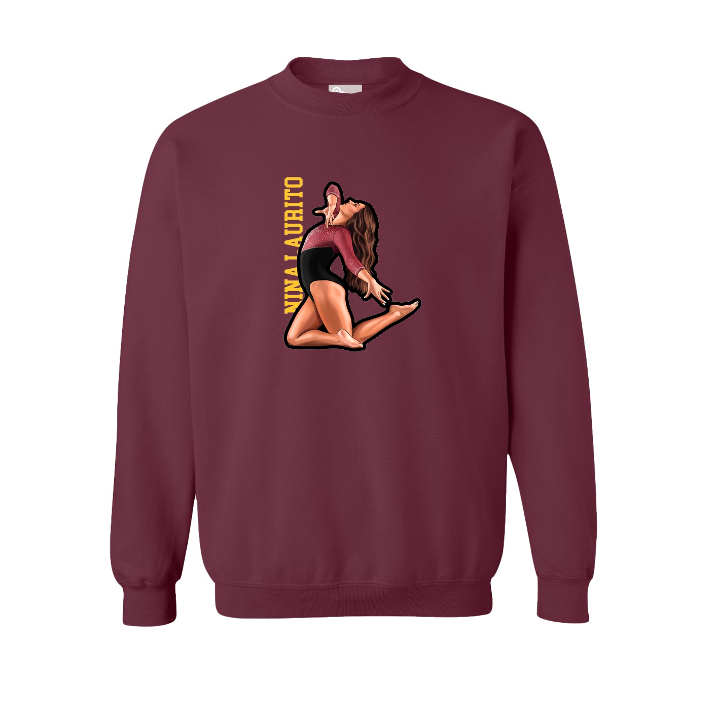 Fleece Crew — Name Vertical in Maroon