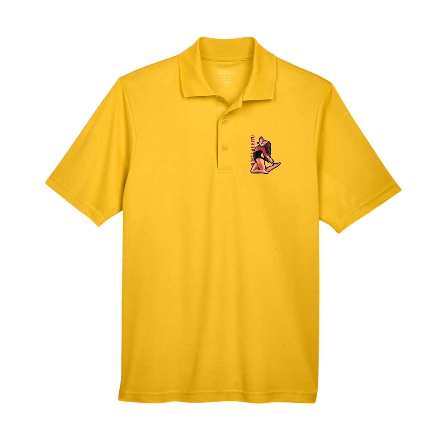 Performance Polo — Name Vertical in Gold