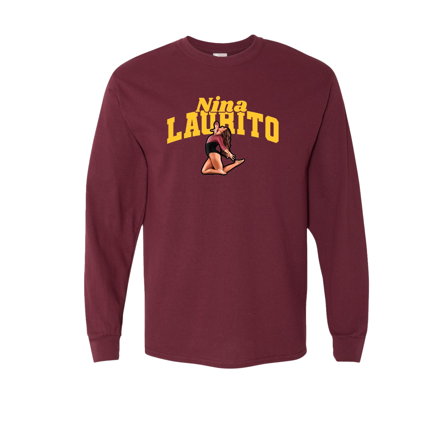 Long Sleeve Tee — Signature Arch in Maroon