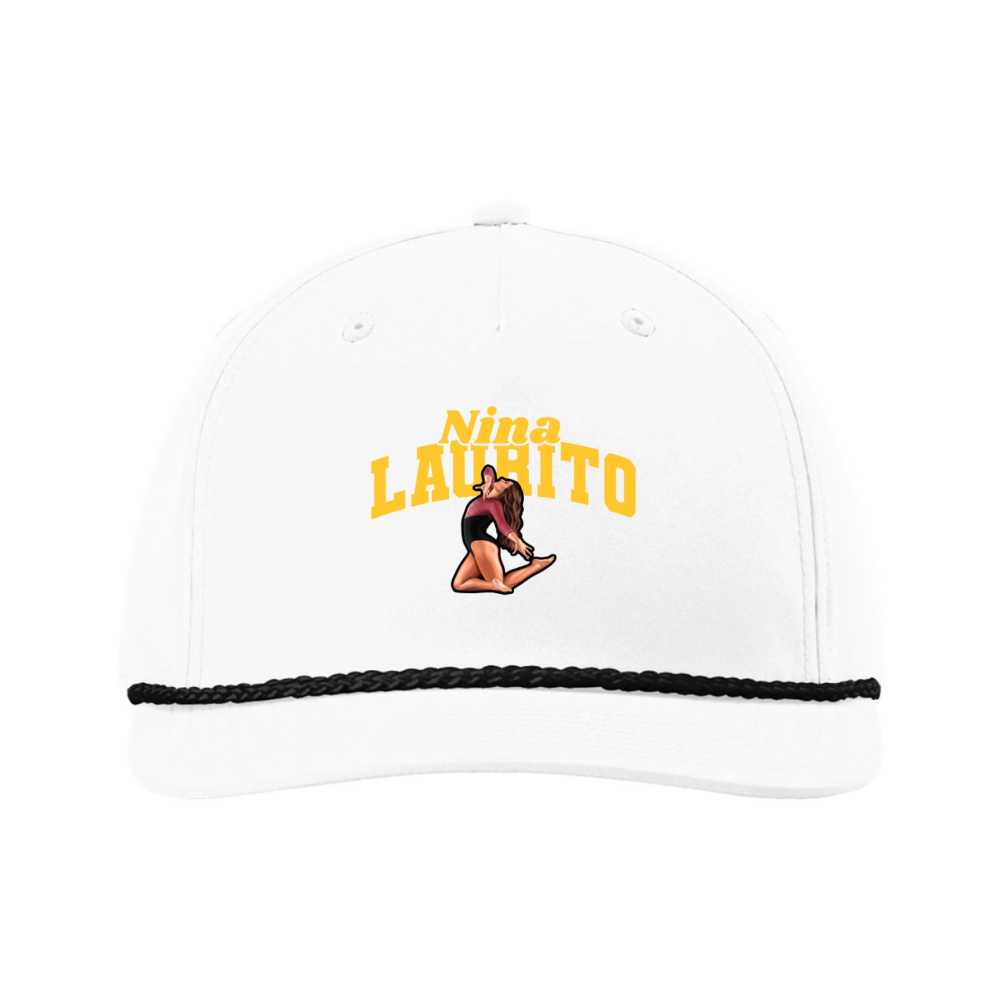 Five-Panel Classic Rope Cap — Signature Arch in White