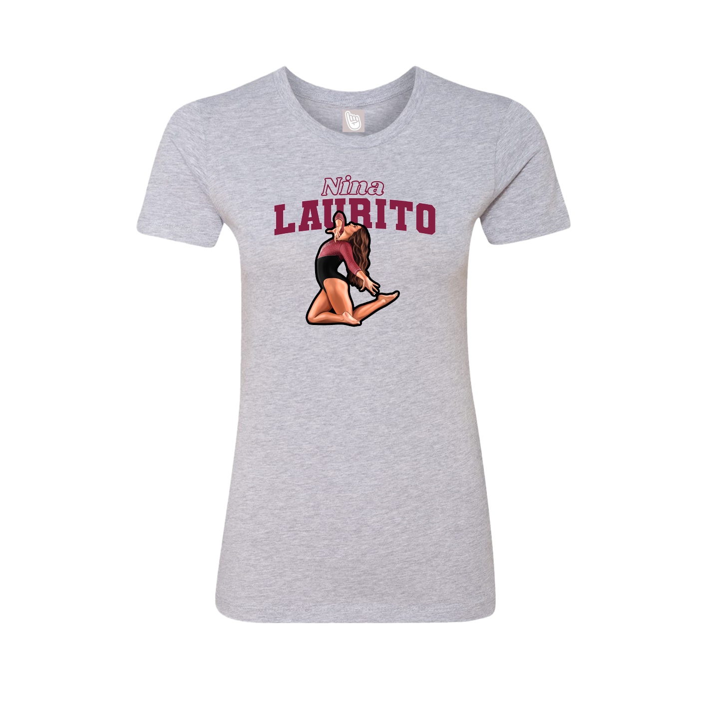 Fitted Women's Tee — Name Arch in Grey