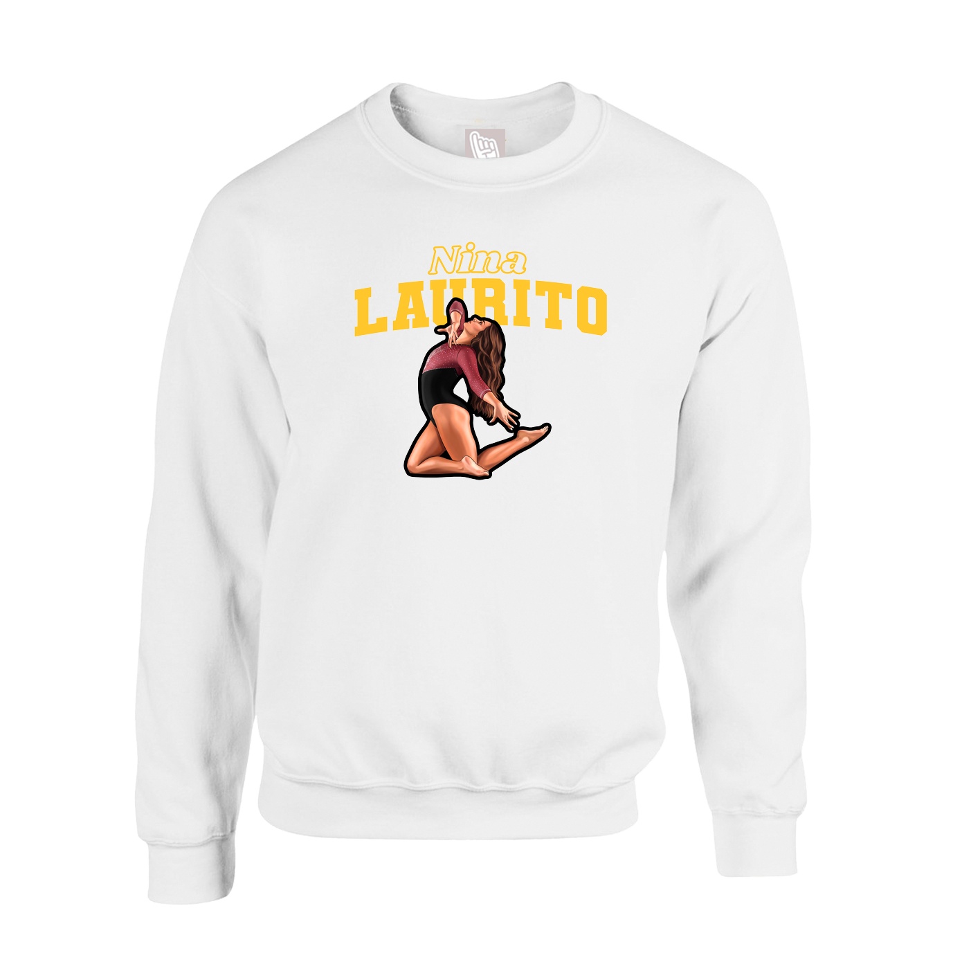 Fleece Crew — Name Arch in White