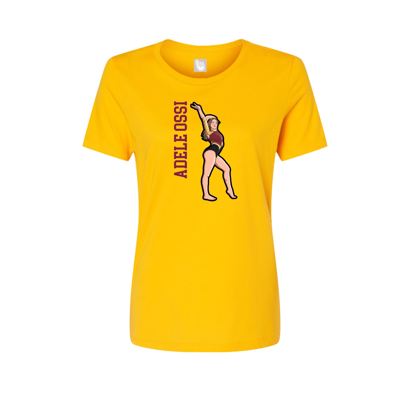 Fitted Women's Tee — Name Vertical in Gold