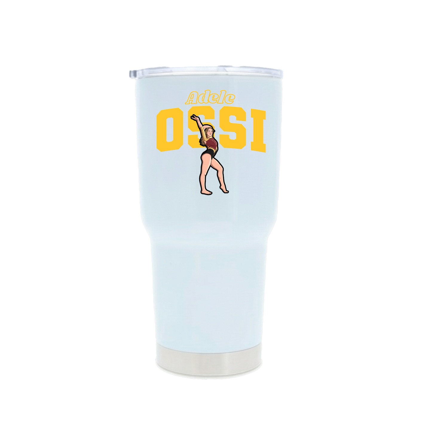 30oz Stainless Steel Tumbler — Name Arch in White