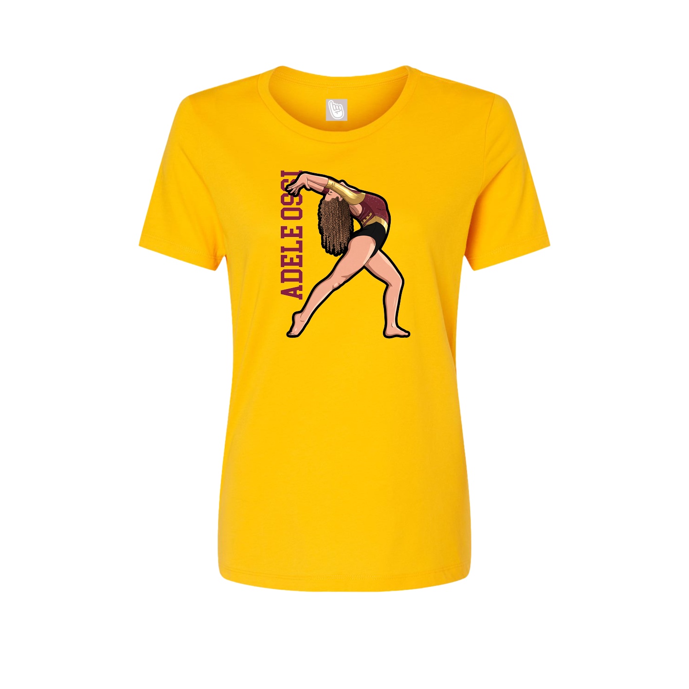Fitted Women's Tee — Name Vertical in Gold