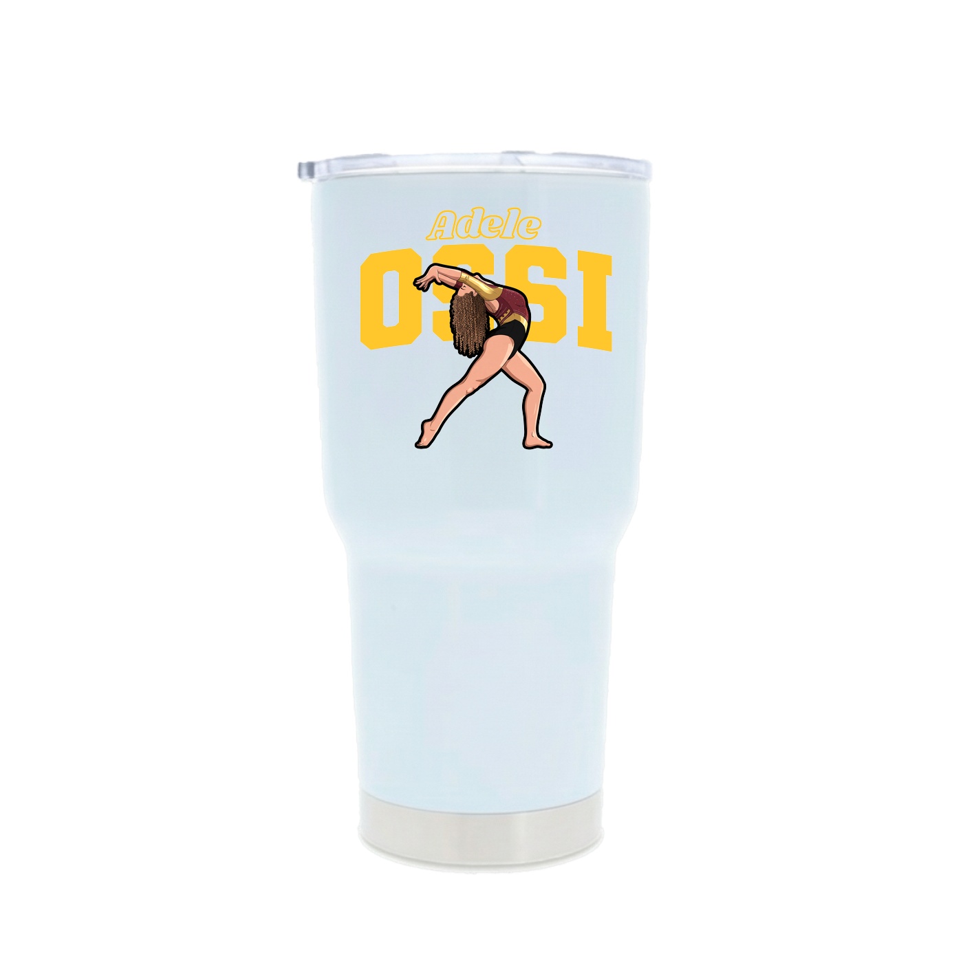 30oz Stainless Steel Tumbler — Name Arch in White