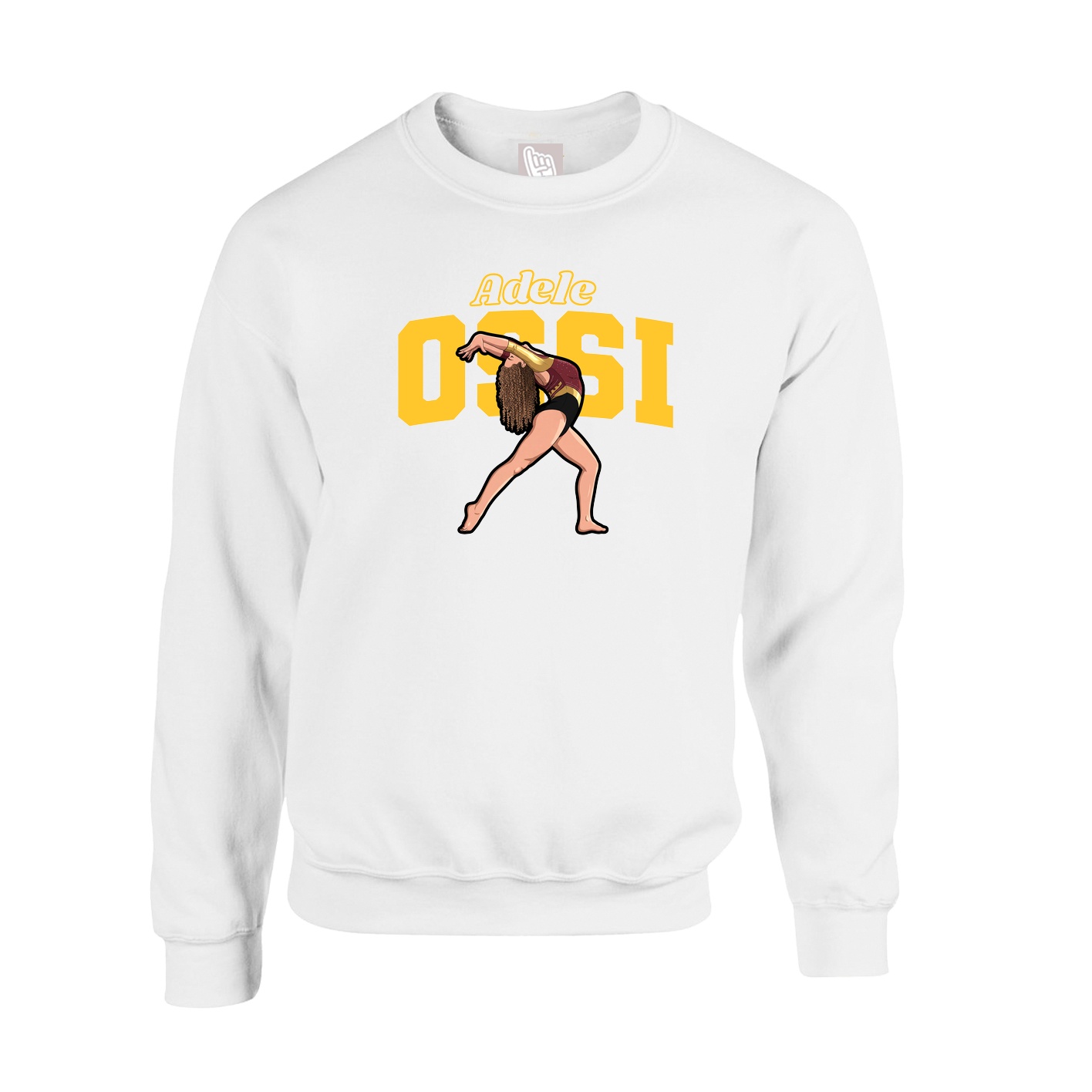 Fleece Crew — Name Arch in White