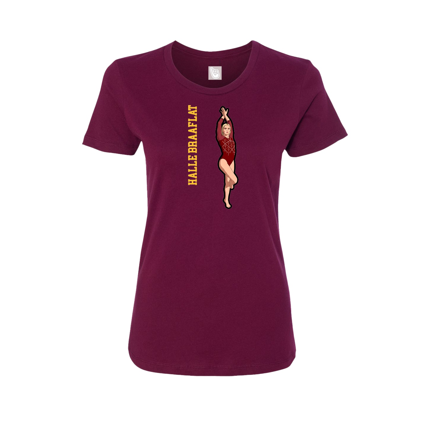 Fitted Women's Tee — Name Vertical in Maroon