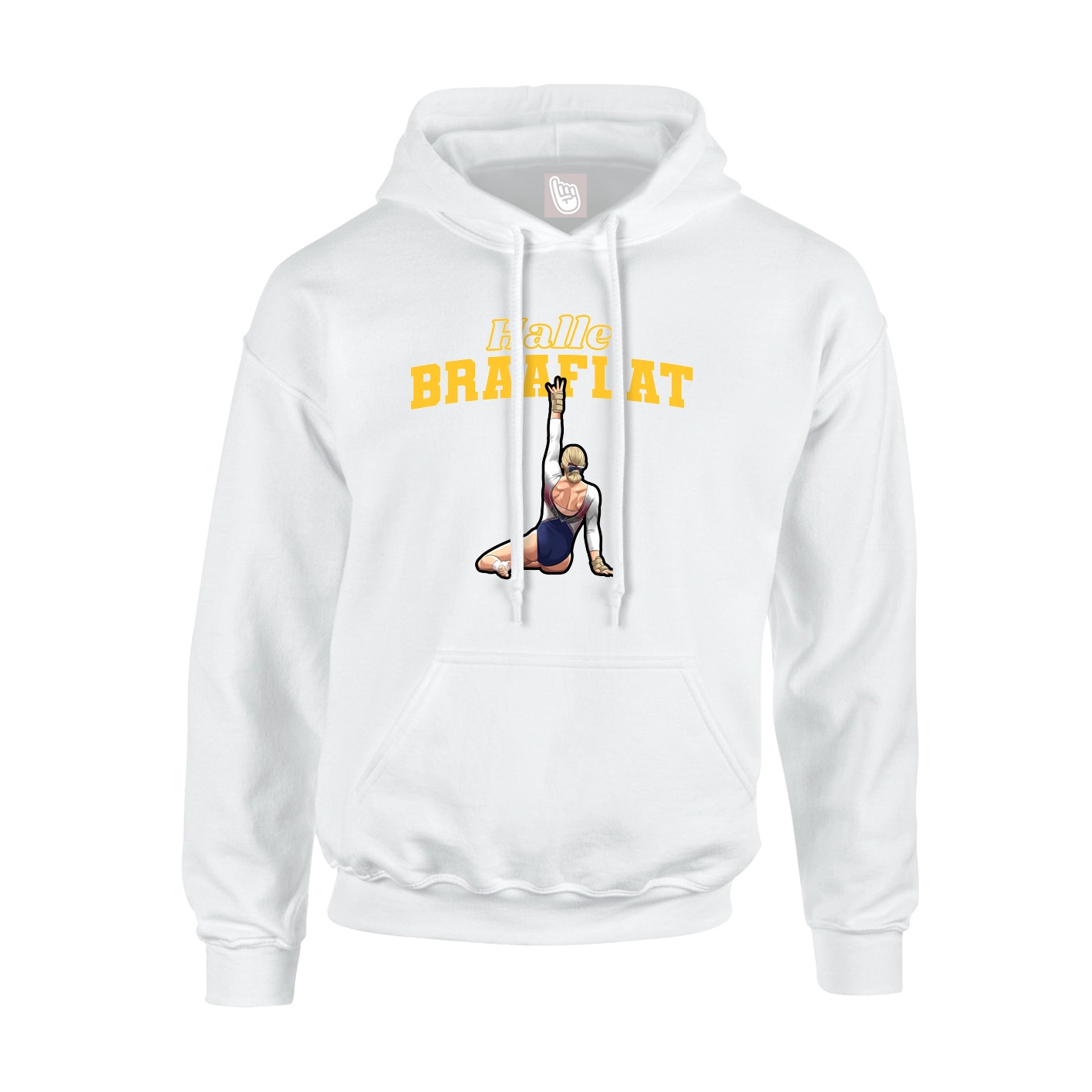 Youth Hoodie — Name Arch in White