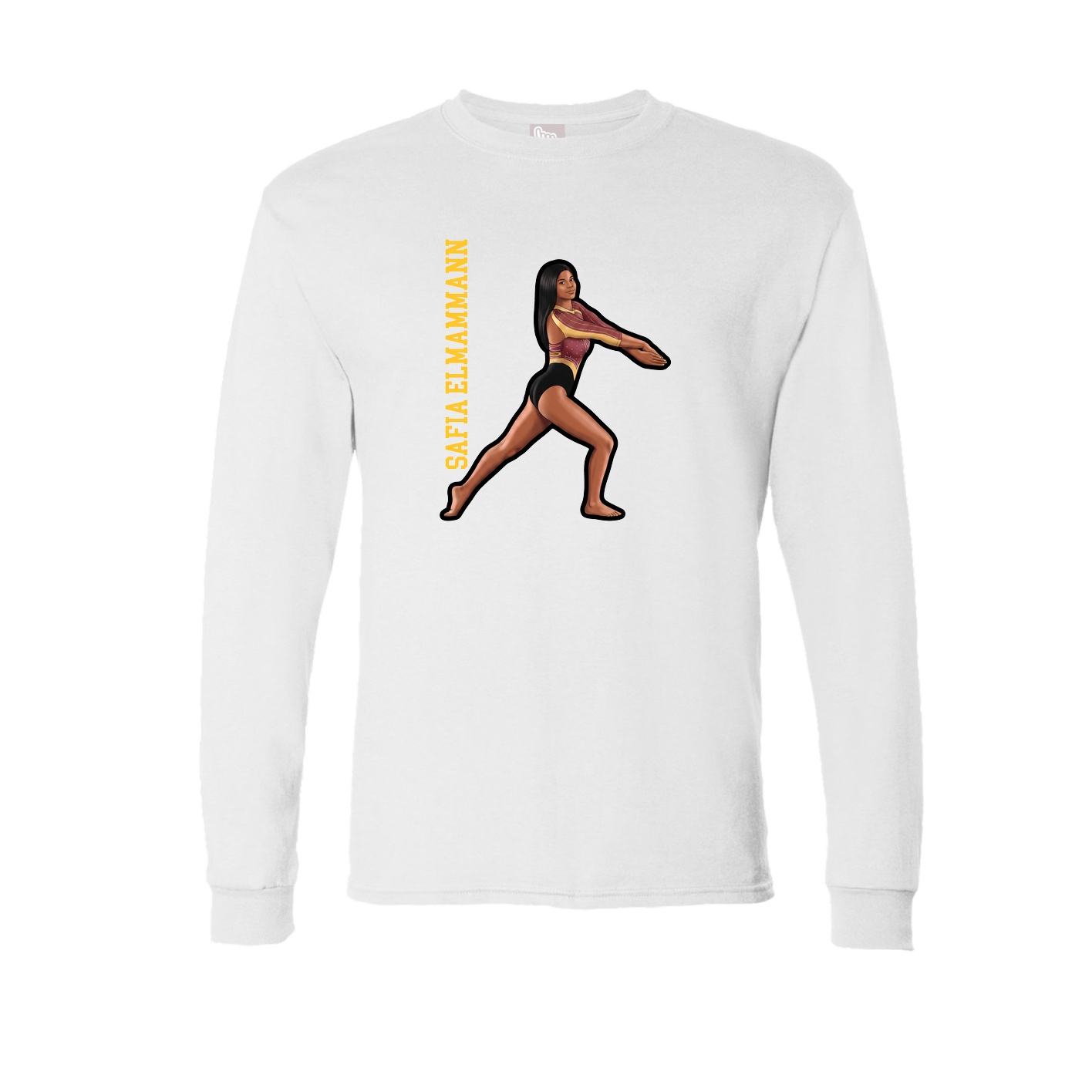 Long Sleeve Tee — Name Vertical in White