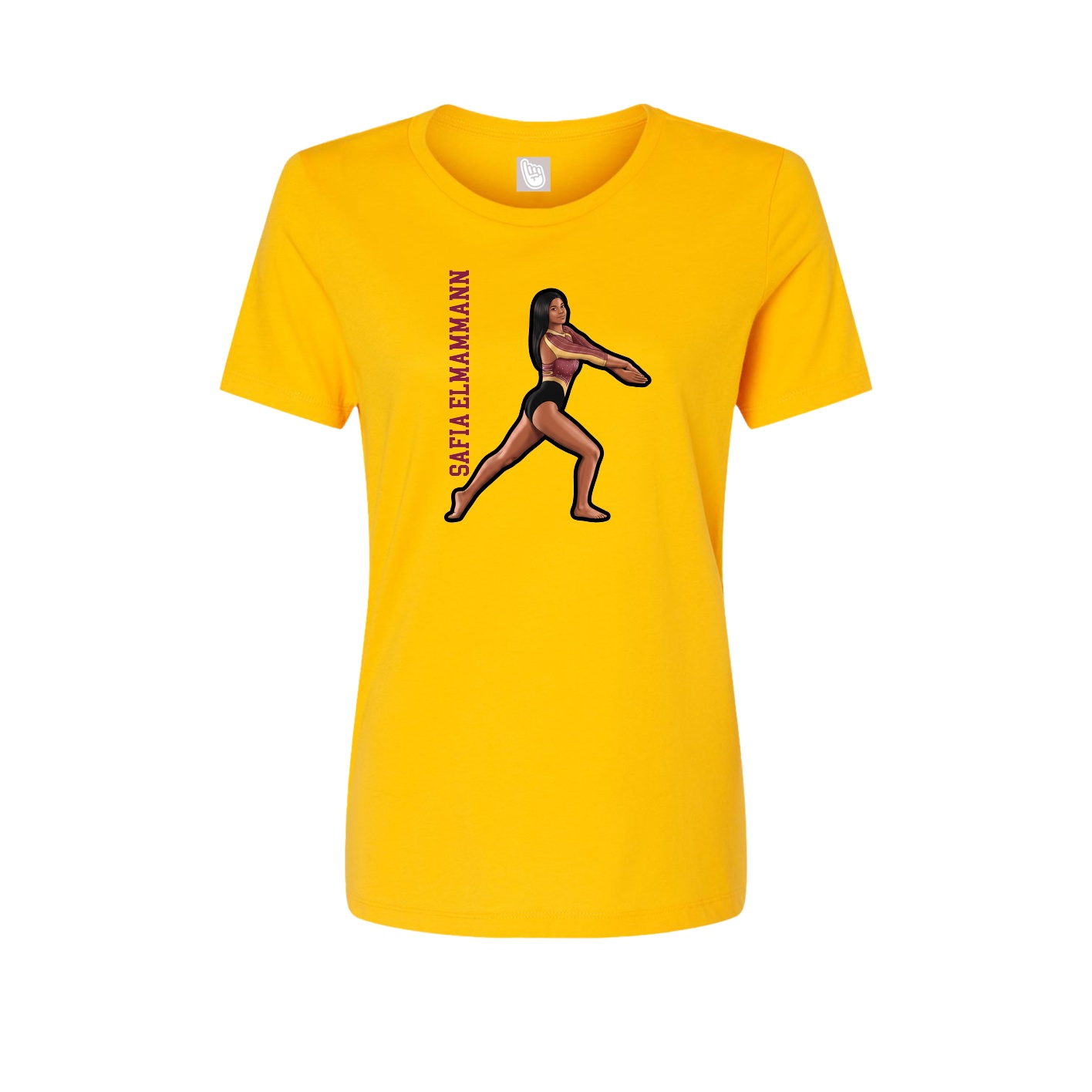 Fitted Women's Tee — Name Vertical in Gold