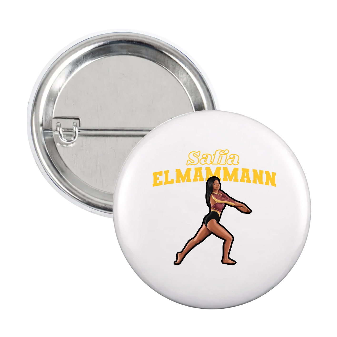 Game Day Button — Name Arch in White