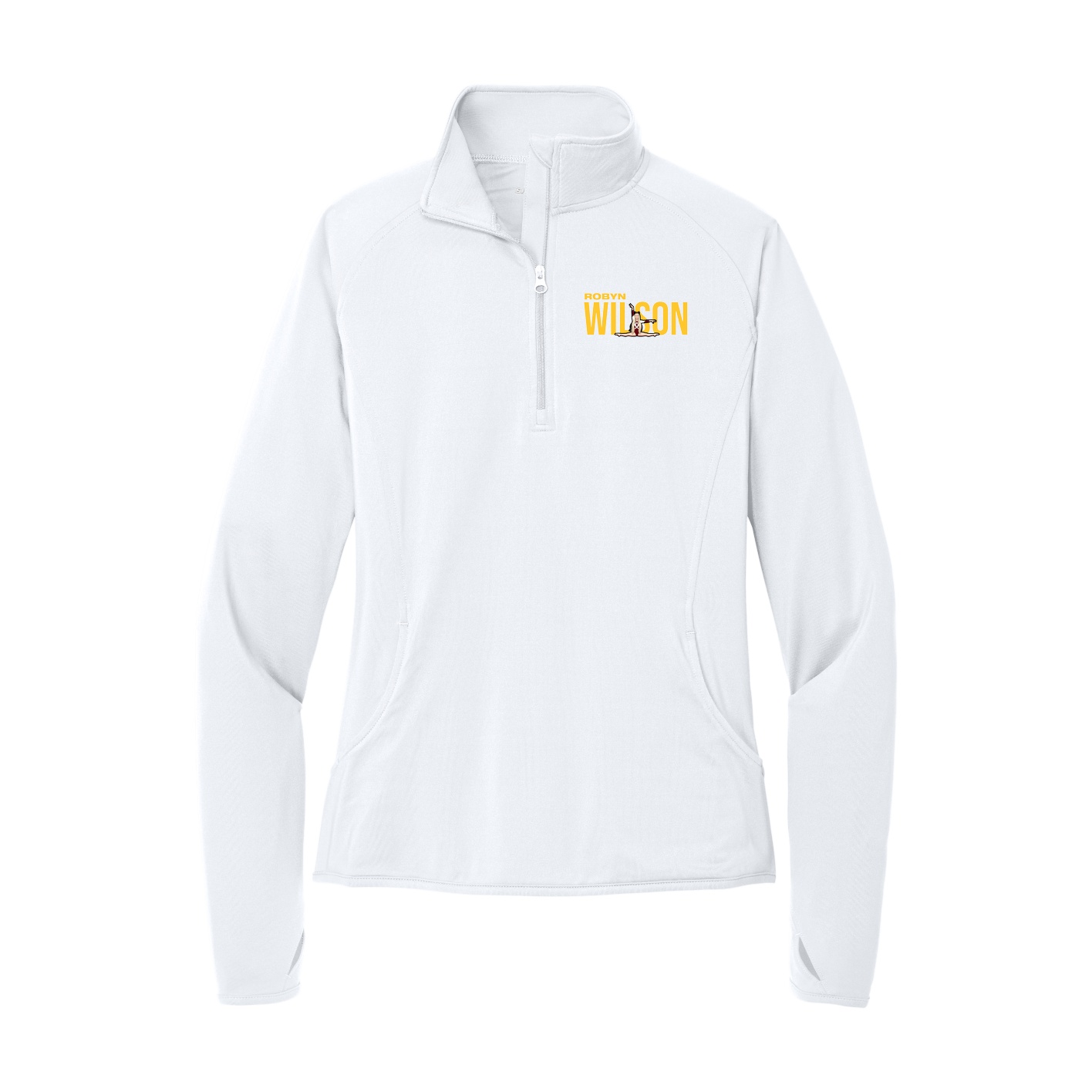 Women's Q-Zip Pullover — Player Name in White