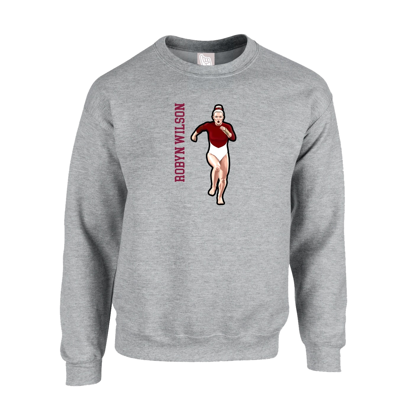 Fleece Crew — Name Vertical in Grey