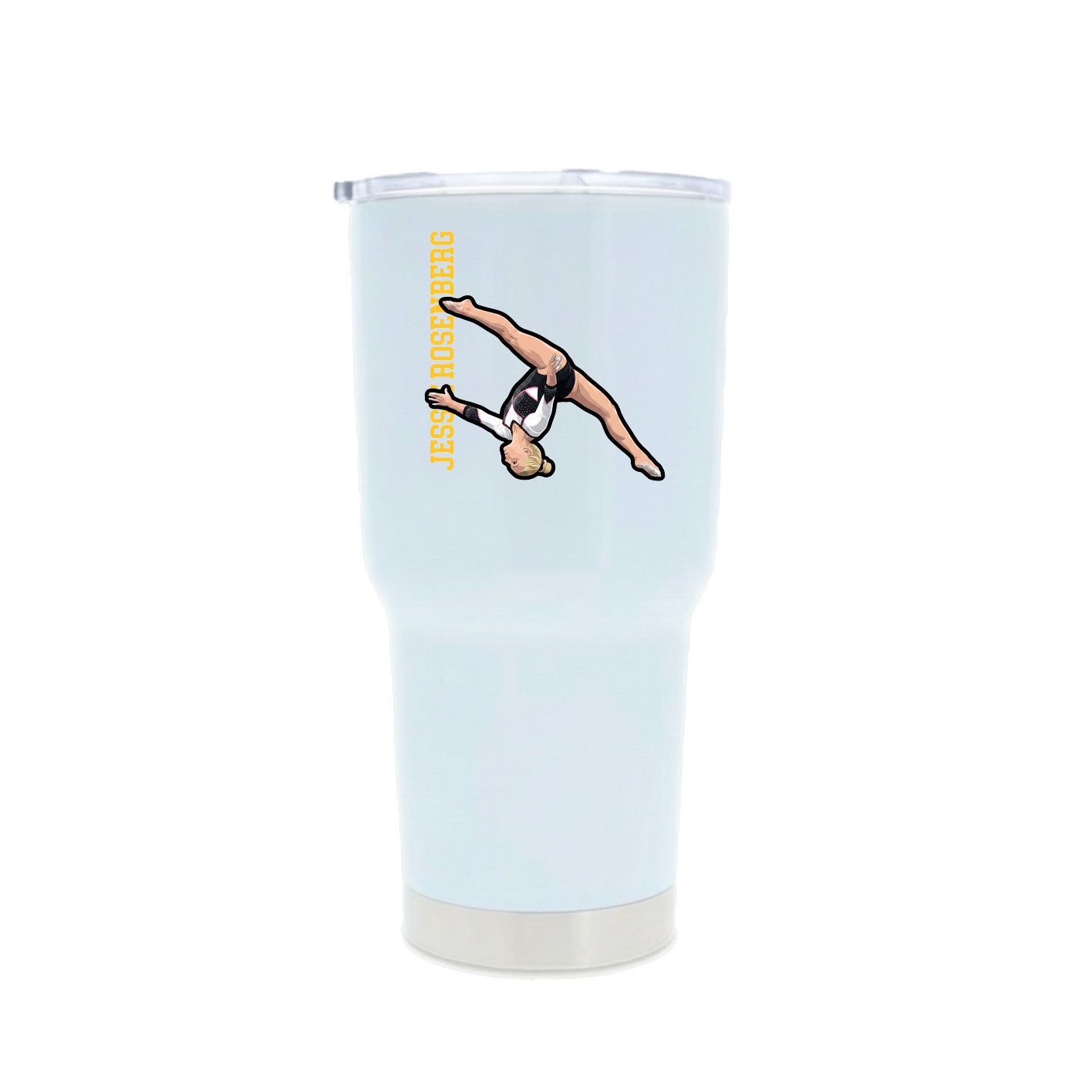 30oz Stainless Steel Tumbler — Name Vertical in White