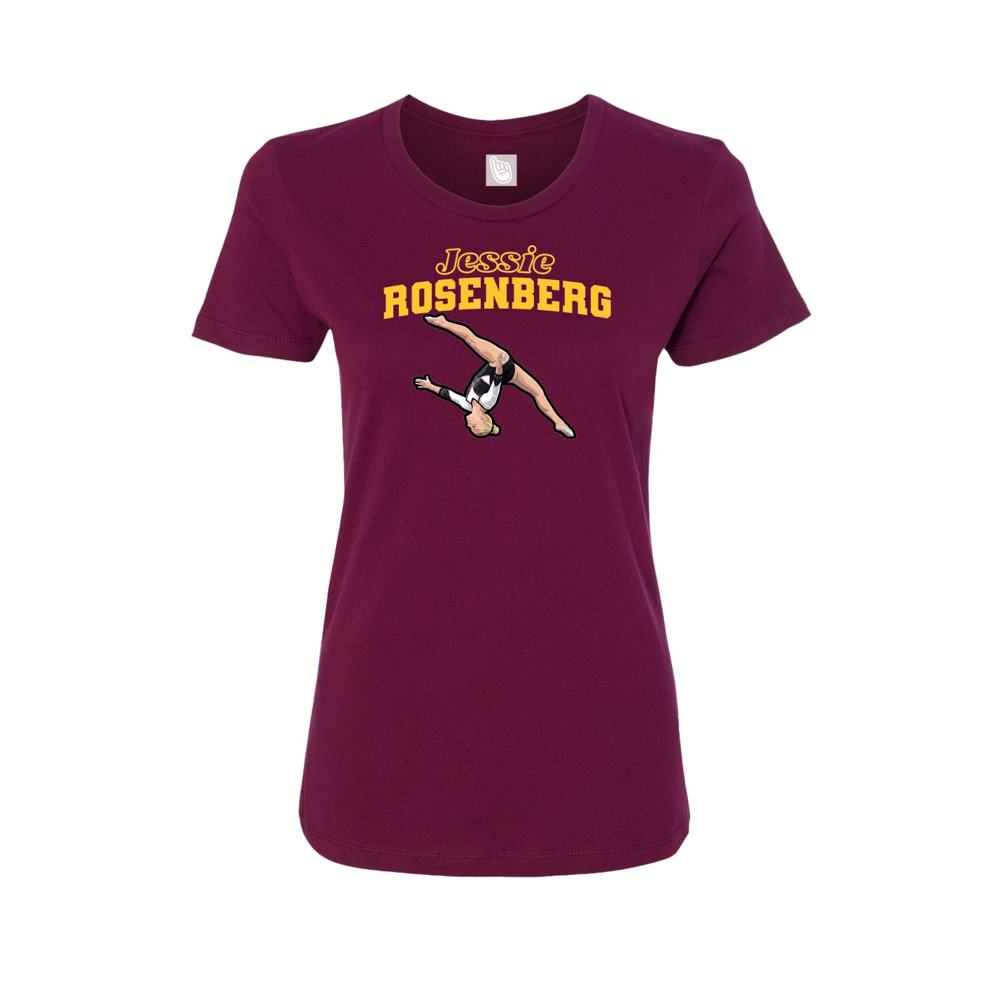 Fitted Women's Tee — Name Arch in Maroon