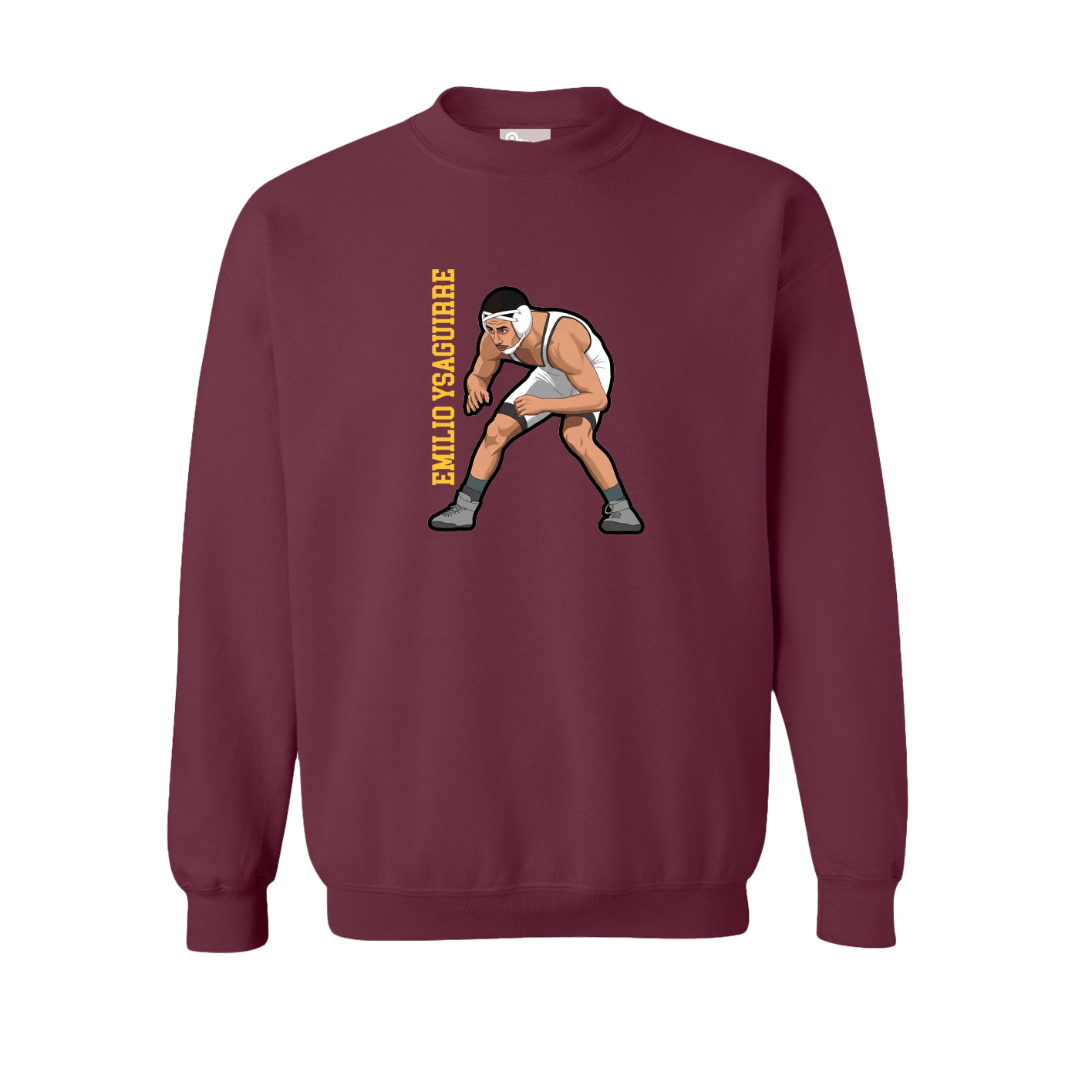 Fleece Crew — Name Vertical in Maroon