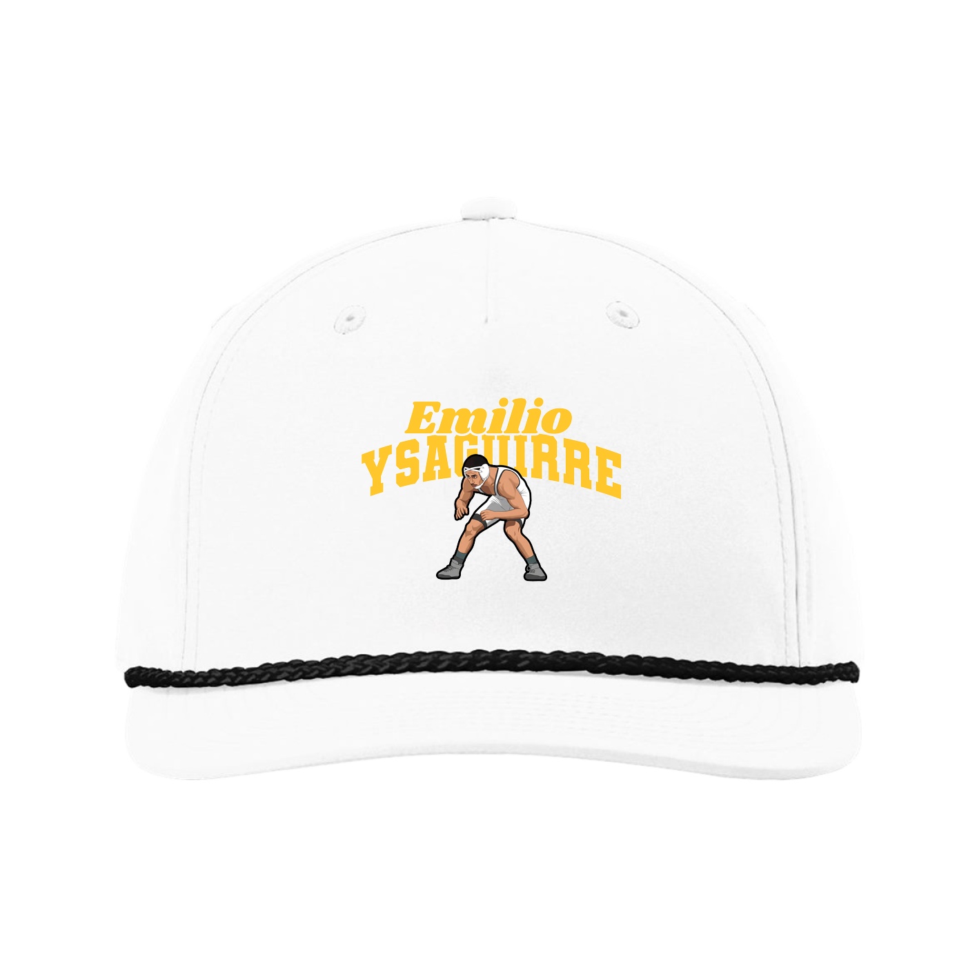 Five-Panel Classic Rope Cap — Signature Arch in White