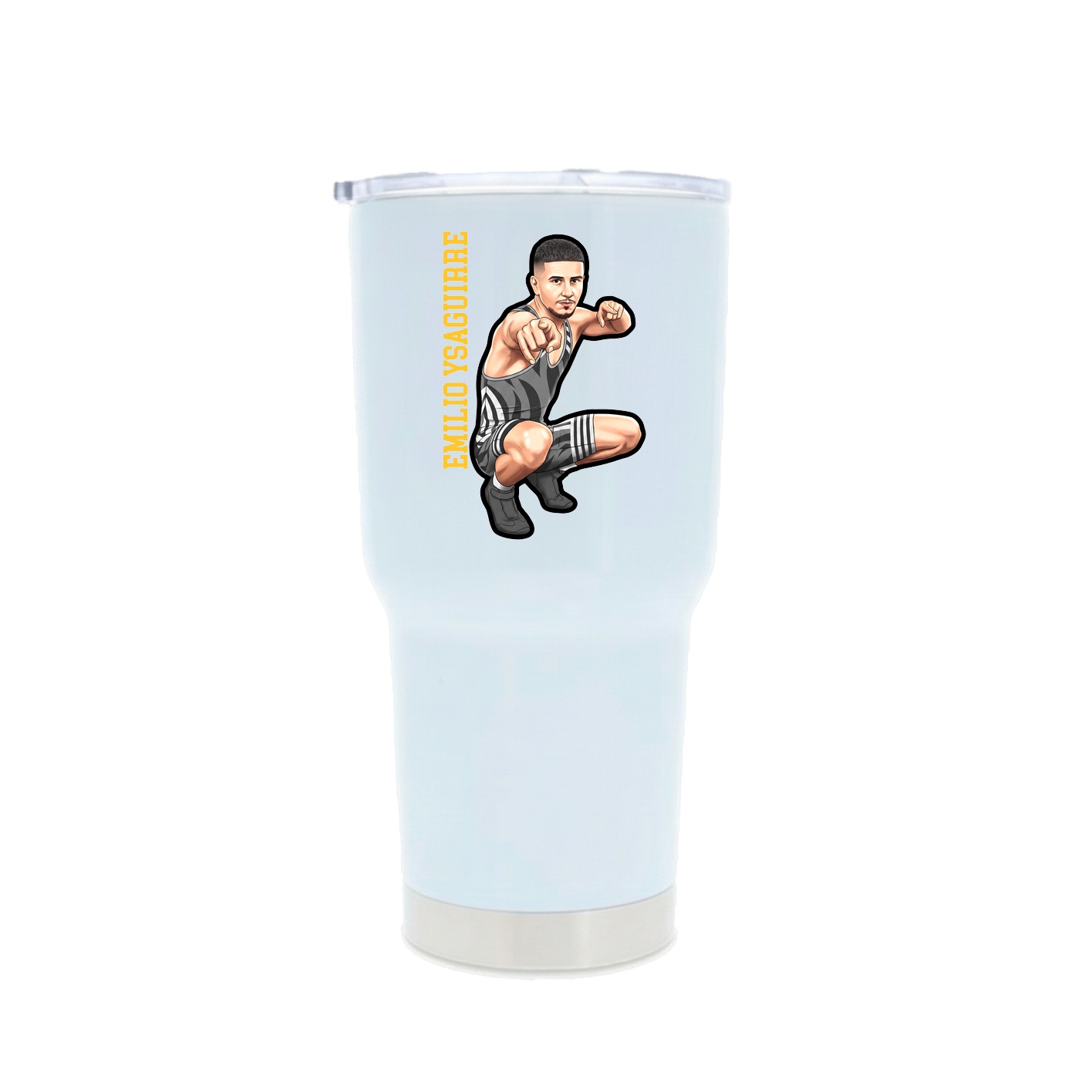 30oz Stainless Steel Tumbler — Name Vertical in White
