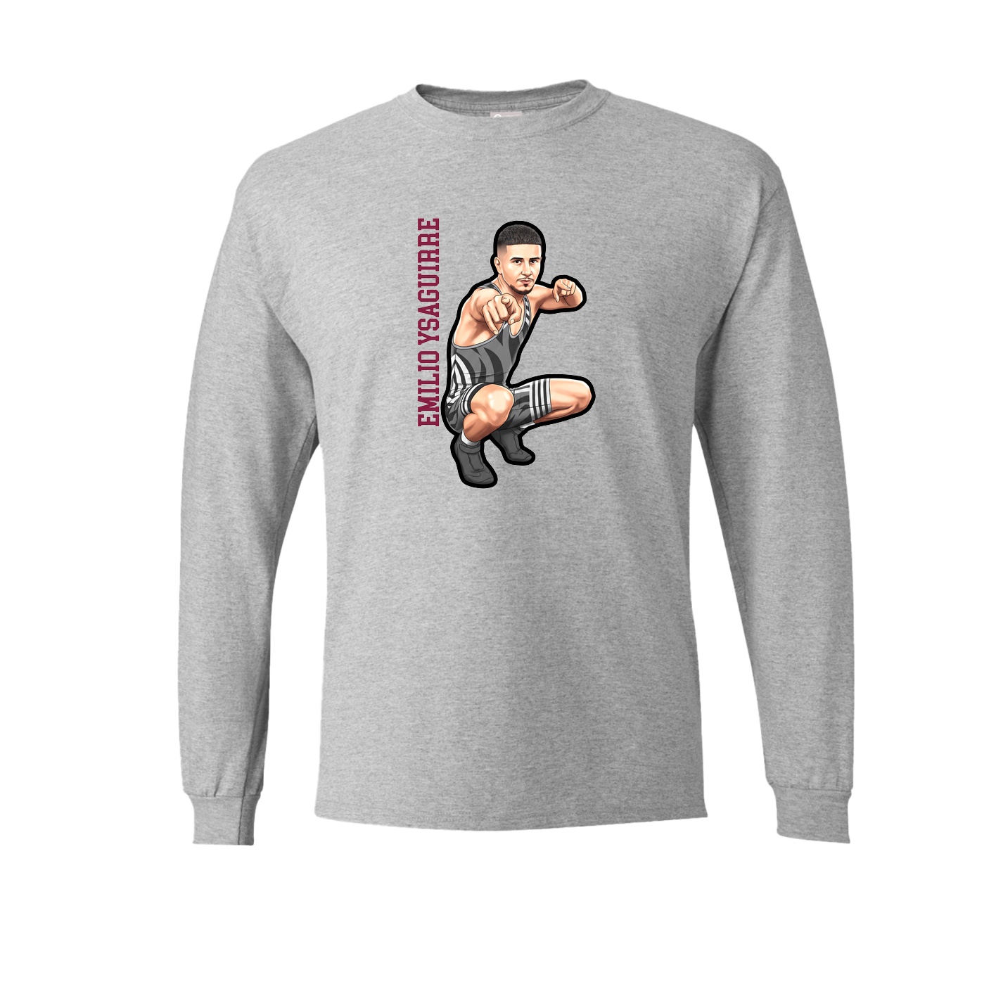 Long Sleeve Tee — Name Vertical in Grey