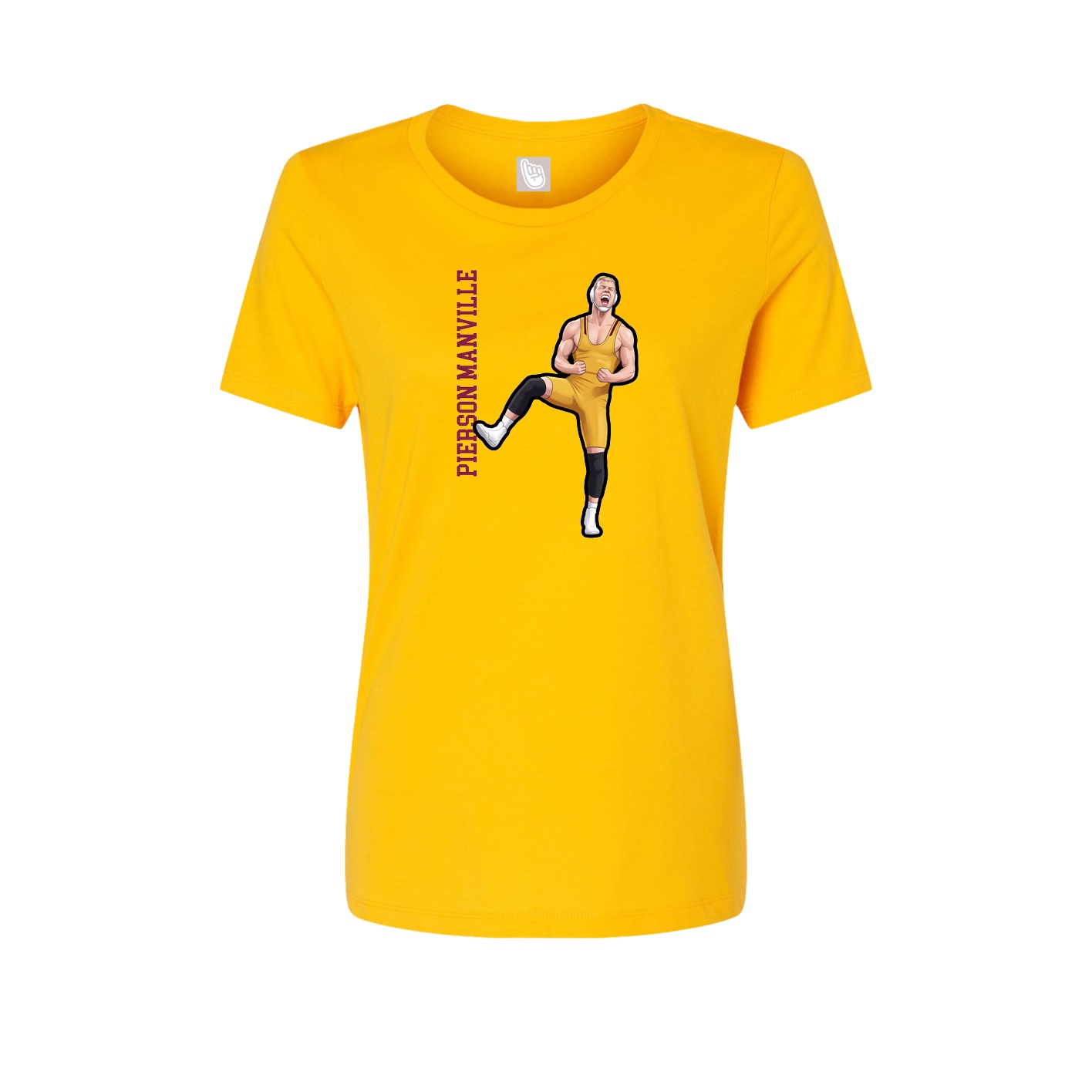 Fitted Women's Tee — Name Vertical in Gold