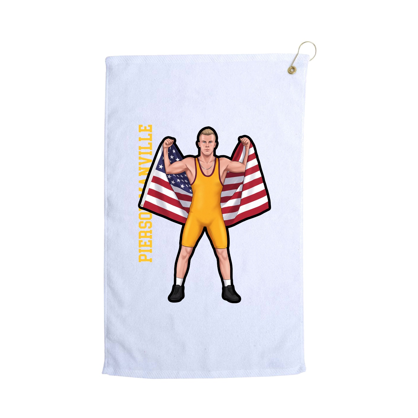 Golf Towel — Name Vertical in White