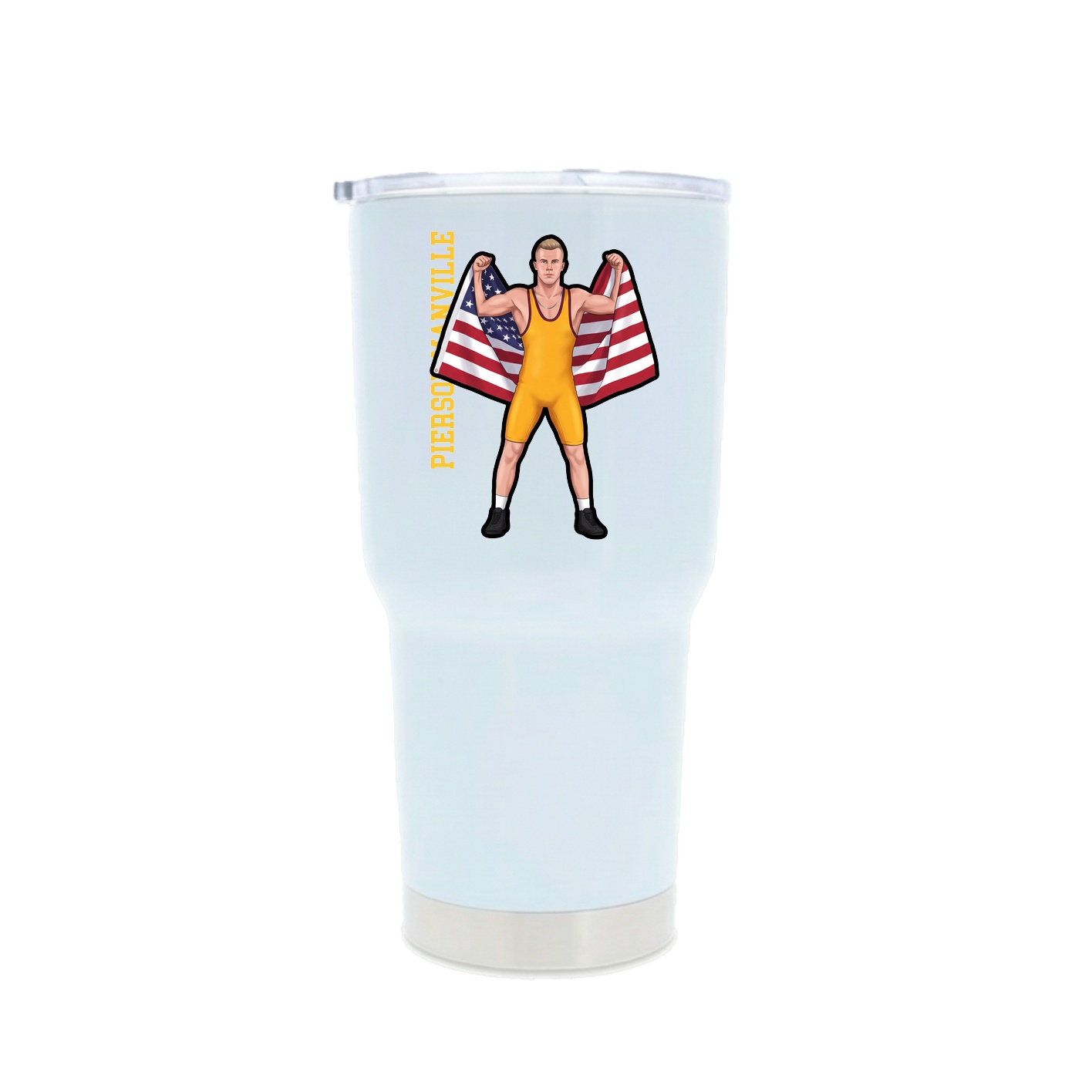 30oz Stainless Steel Tumbler — Name Vertical in White