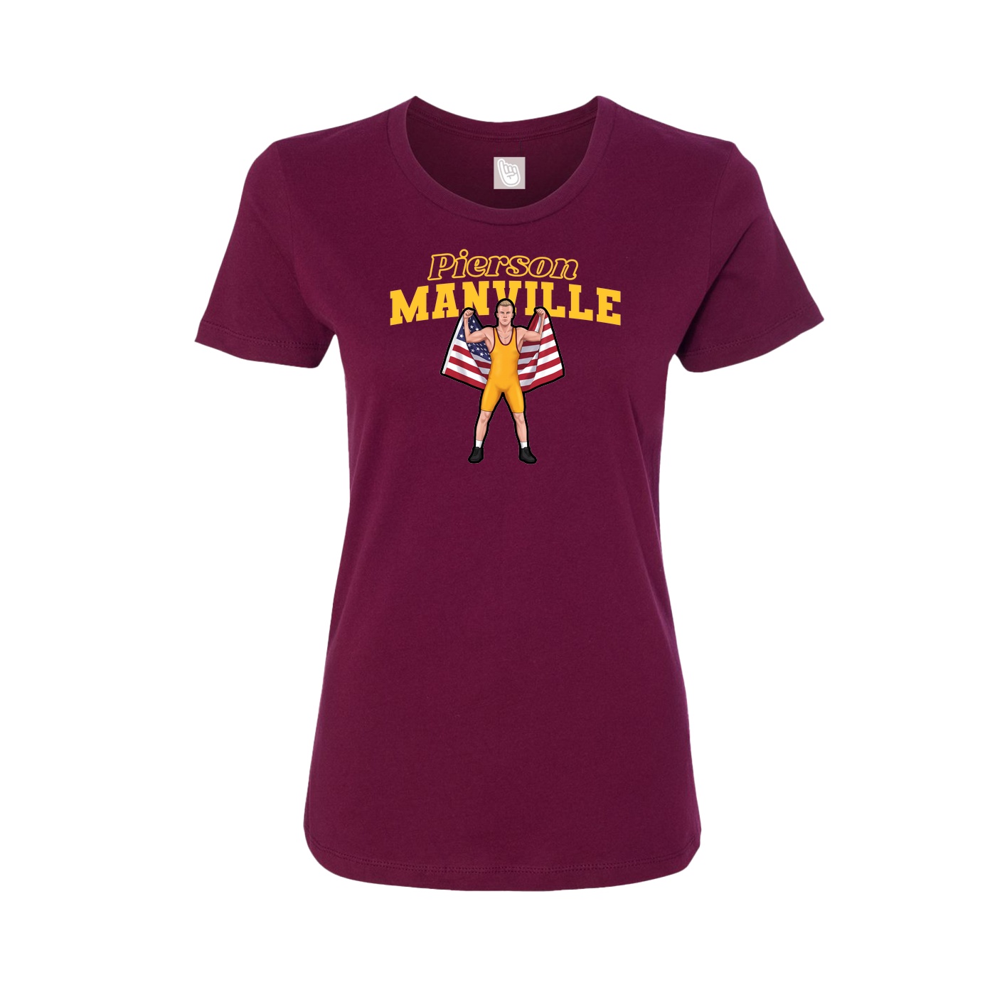 Fitted Women's Tee — Name Arch in Maroon