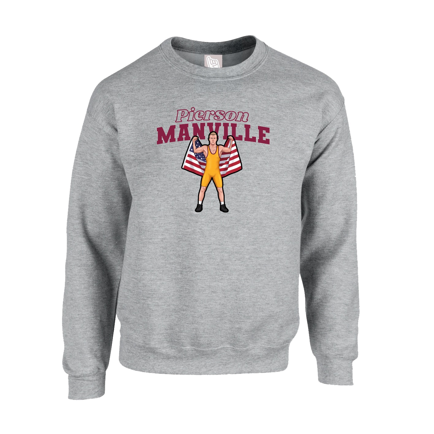 Fleece Crew — Name Arch in Grey
