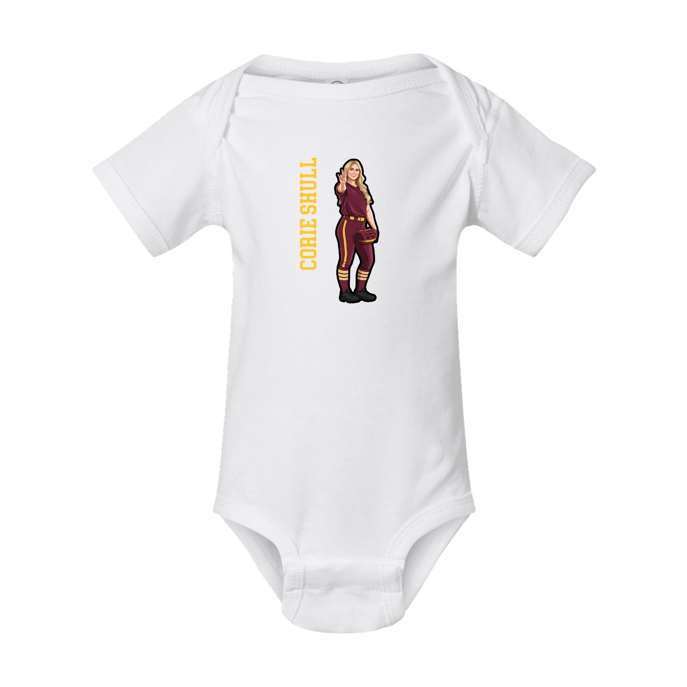 Baby Onesie — Name Vertical in White