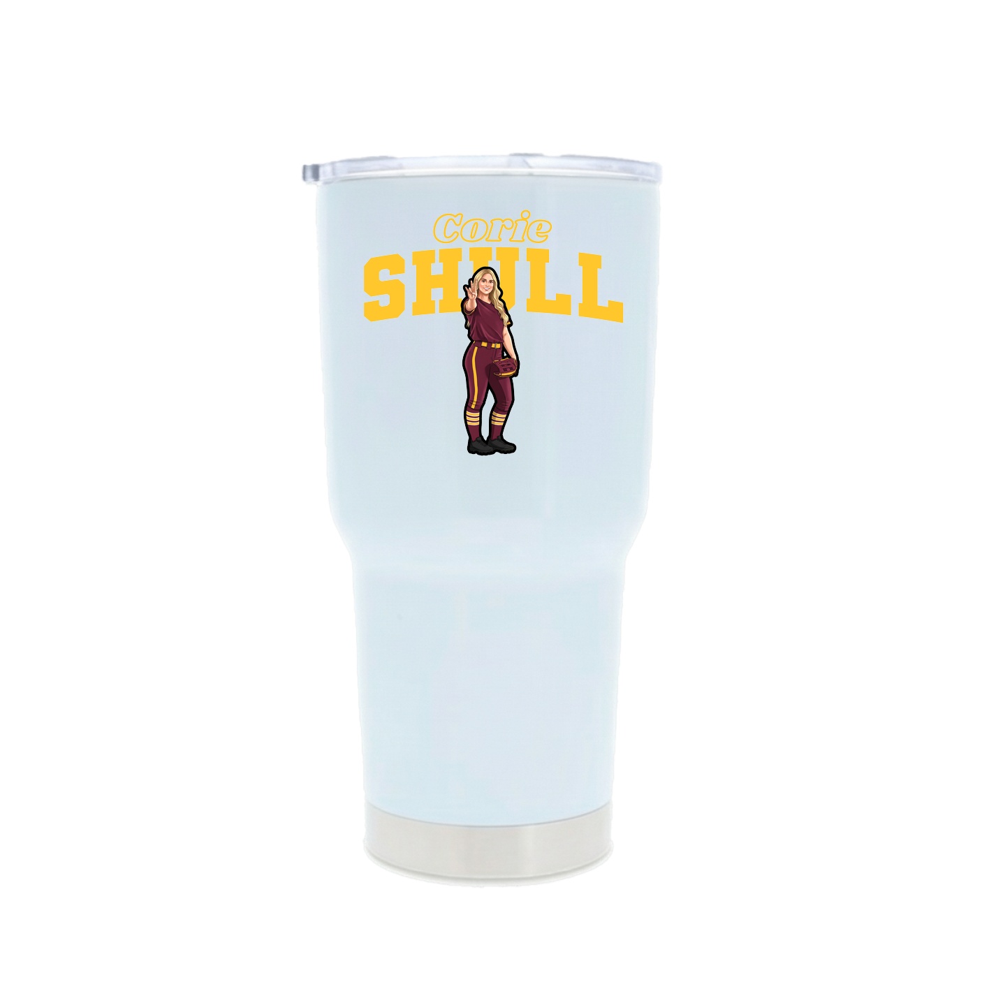 30oz Stainless Steel Tumbler — Name Arch in White