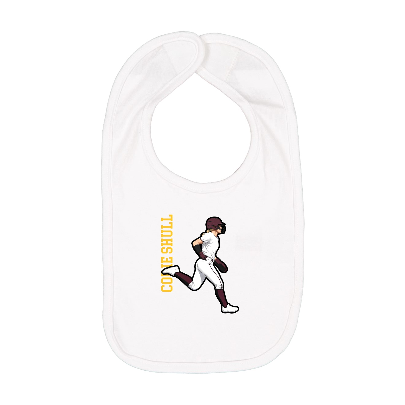 Infant Bib — Name Vertical in White