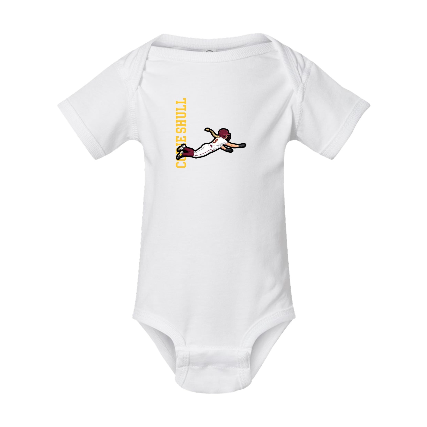 Baby Onesie — Name Vertical in White